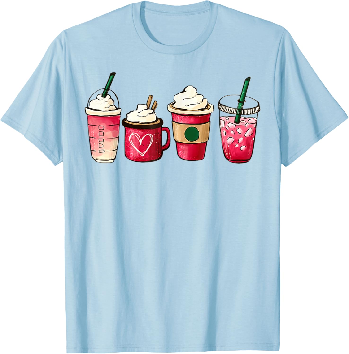 Valentine Heart Latte Iced Coffee T-Shirt for Coffee Lovers - 10