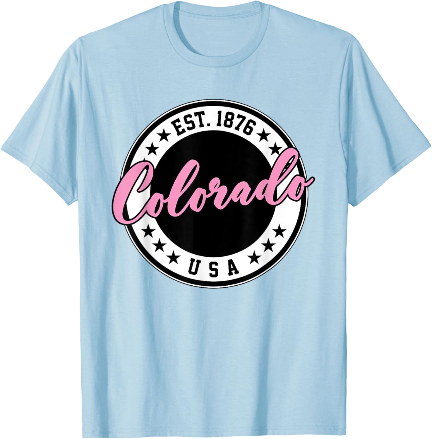 Colorado USA Script Circle Pink Text T-Shirt for Stylish Comfort - 7
