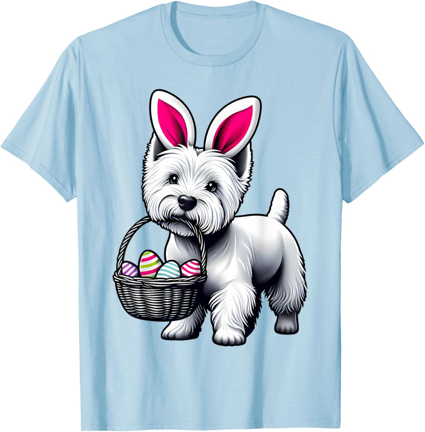 Adorable Bunny Ear West Highland Terrier Easter Eggs T-Shirt for Dogs - 21