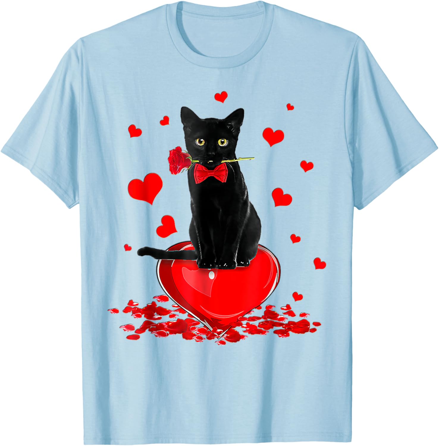 Cute Black Cat Valentine's Day Hearts T-Shirt for Cat Lovers - 9