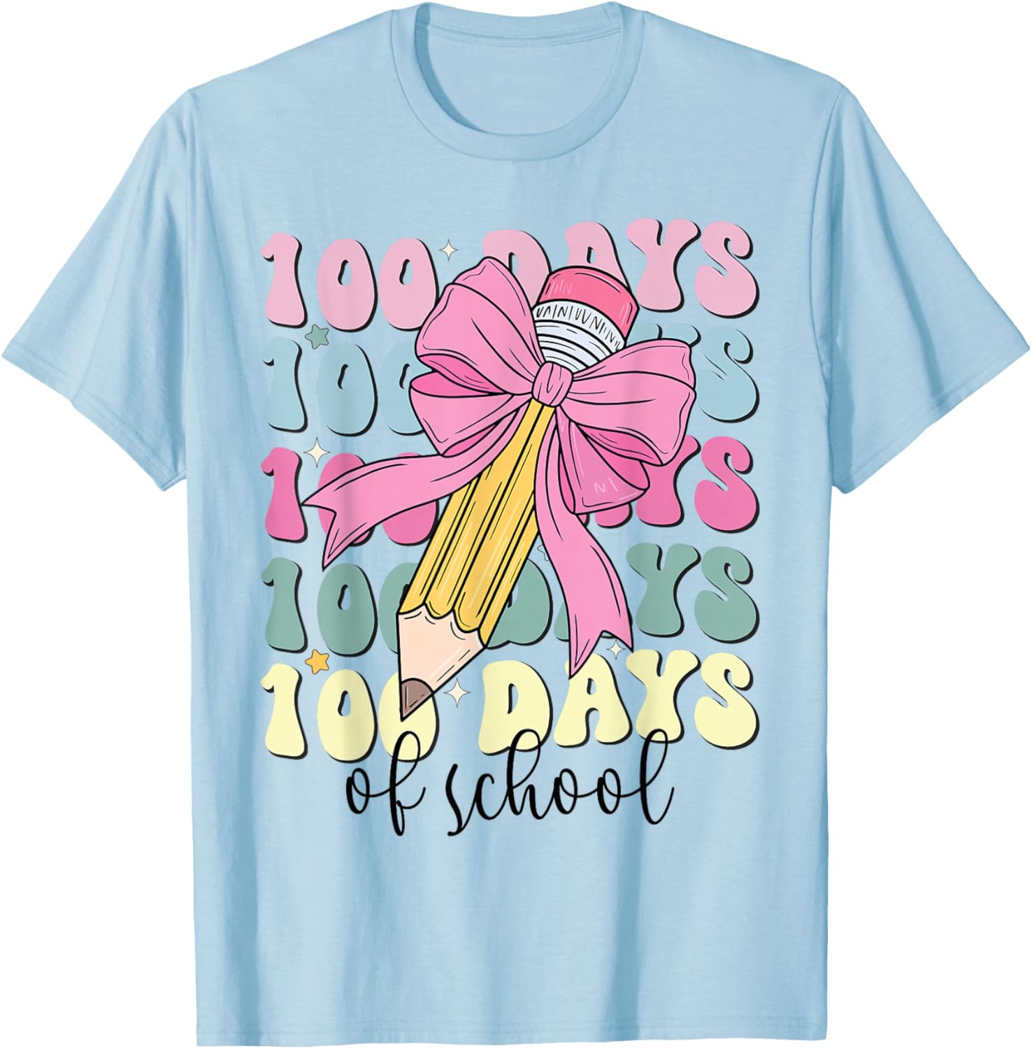 Adorable 100 Days of School Girls Coquette Bow T-Shirt for Kids - 10