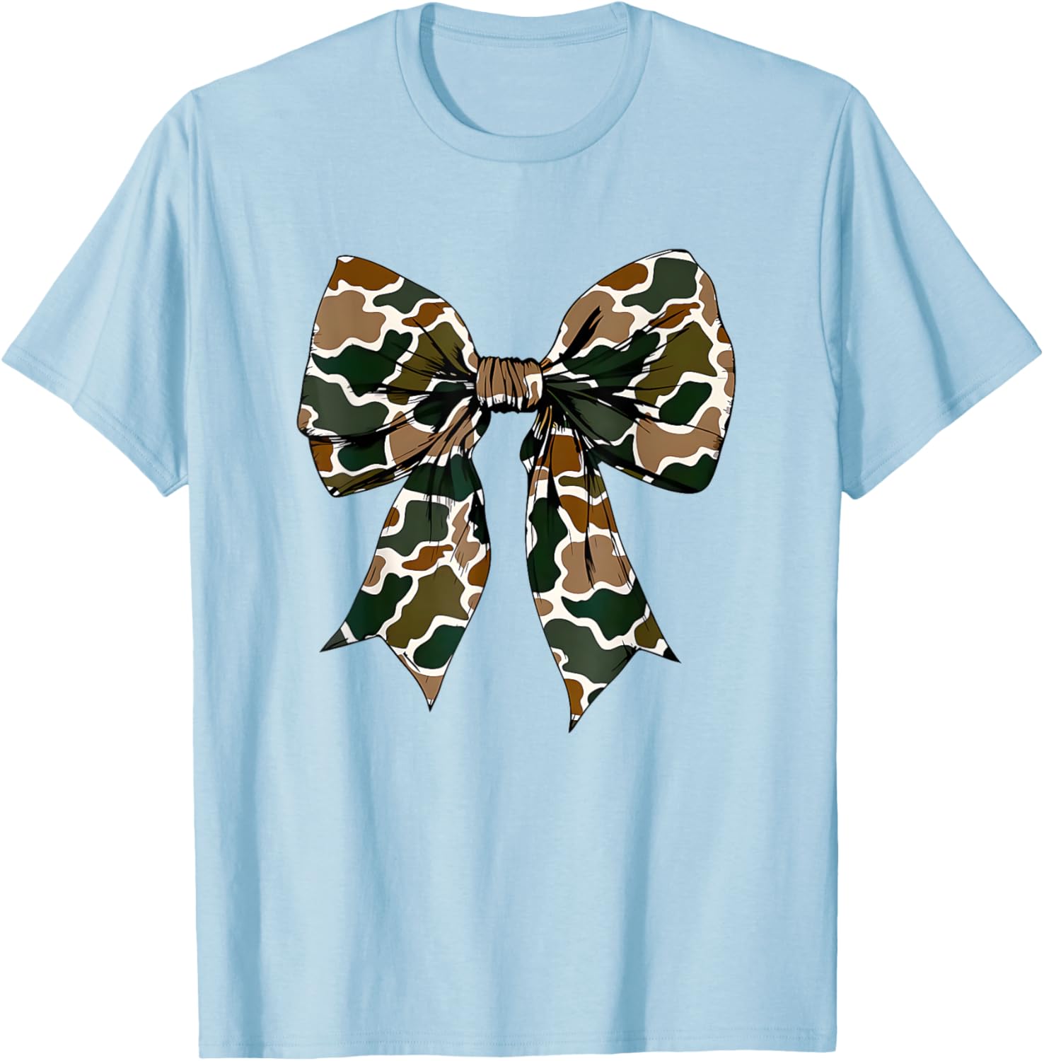 Camo Bow Coquette Duck Hunting T-Shirt for Stylish Outdoor Enthusiasts - 1