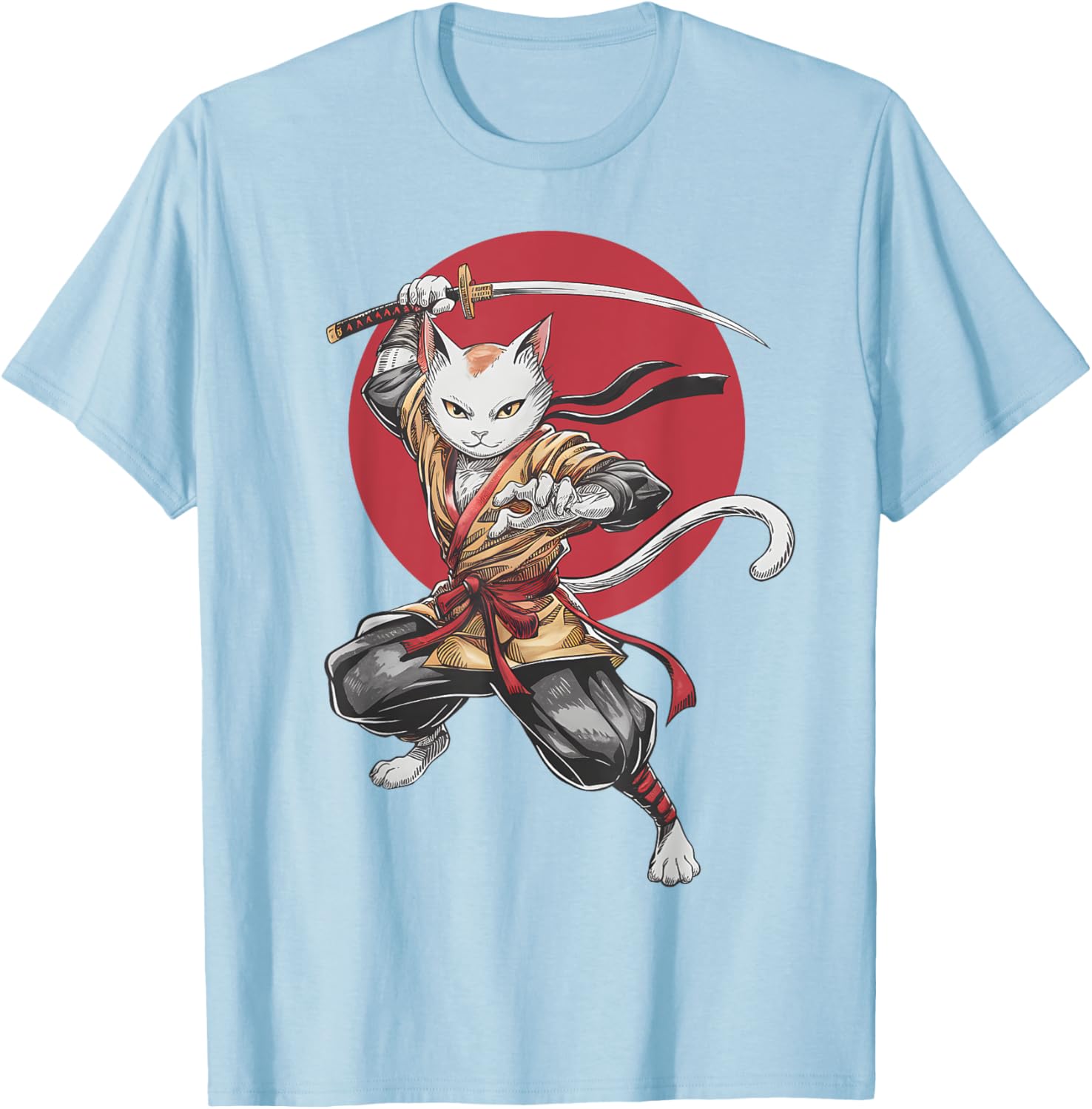 Samurai Cat Vintage Japanese Art Anime T-Shirt for Cat Lovers - 11