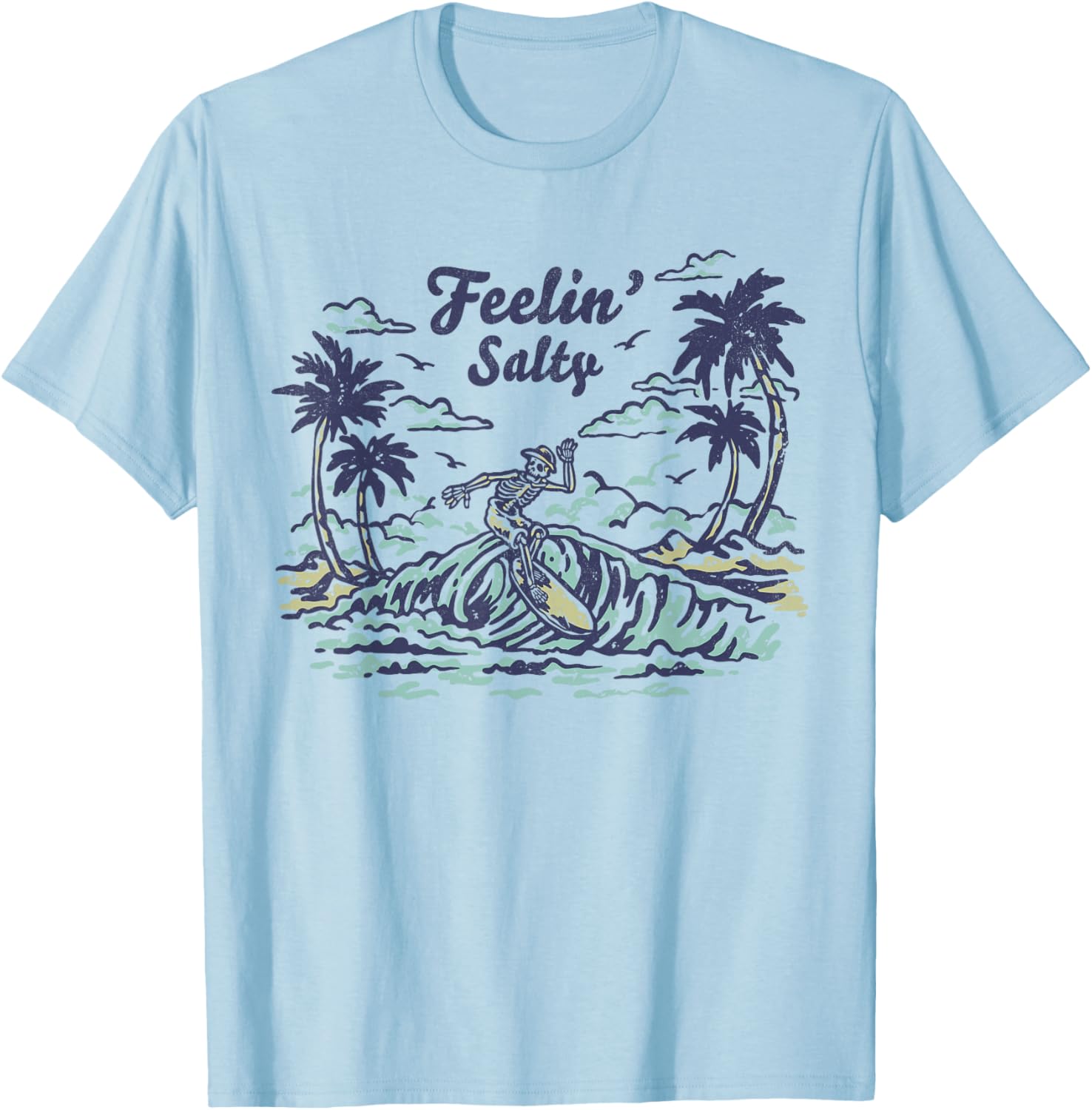 Vintage Wave Retro T-Shirt Feelin' Salty Summer Beach for Men & Women - 2