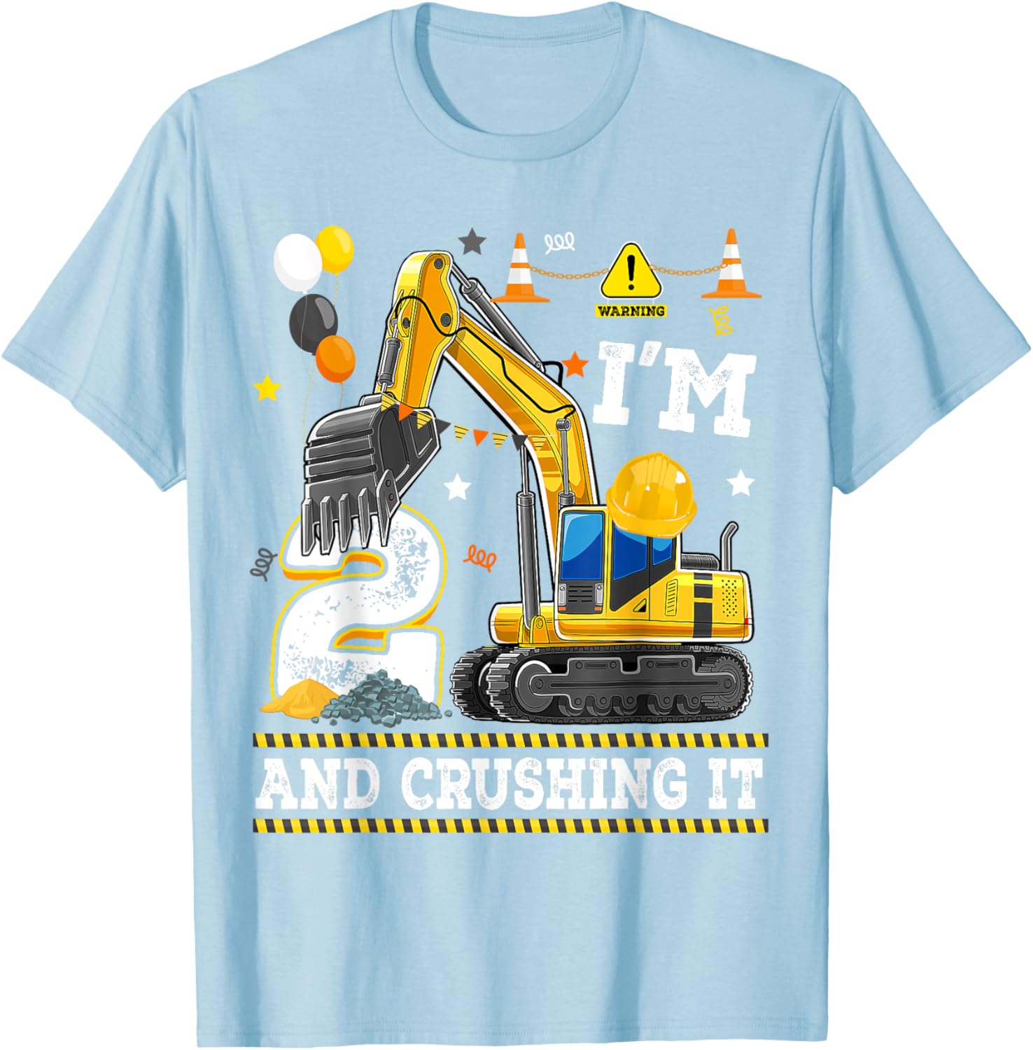 Adorable 2nd Birthday Excavator Digger Builder T-Shirt for Kids - 5