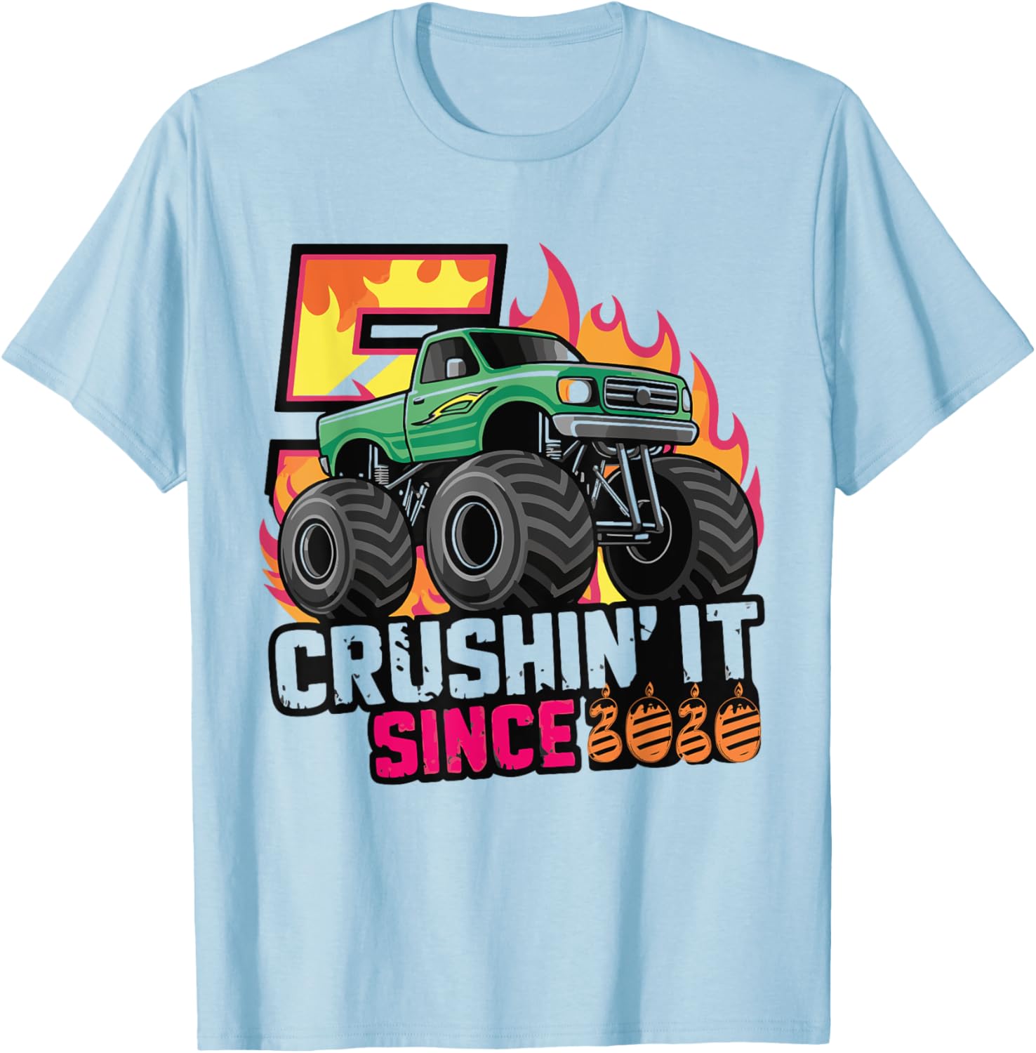 Birthday Monster Truck T-Shirt for 5 Year Old Boys - Fun Party Gift - 7