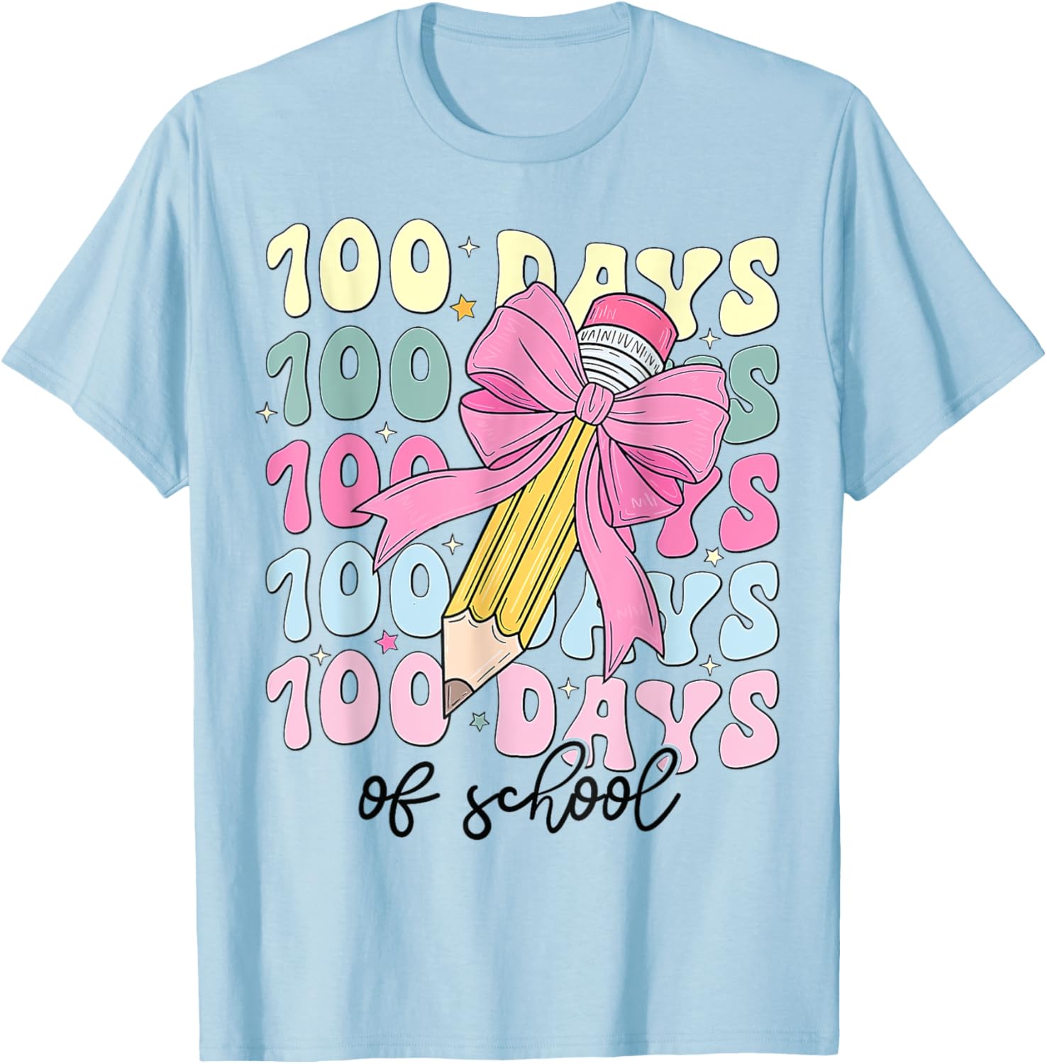 Coquette Bow 100th Day of School T-Shirt for Girls Fun School Celebration - 3