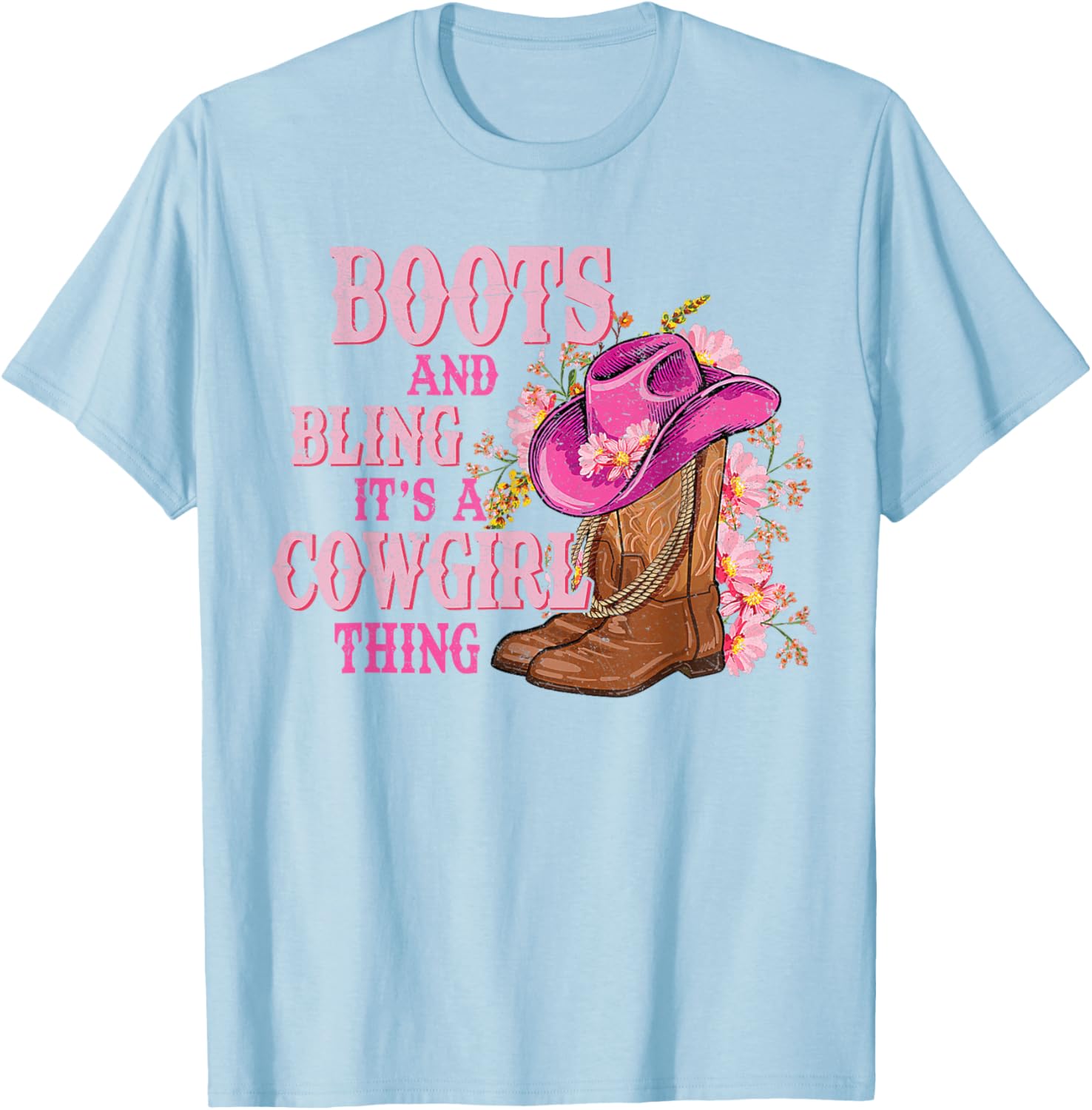 Cowgirl Style Boots and Bling Rodeo Love T-Shirt for Country Girls - 8