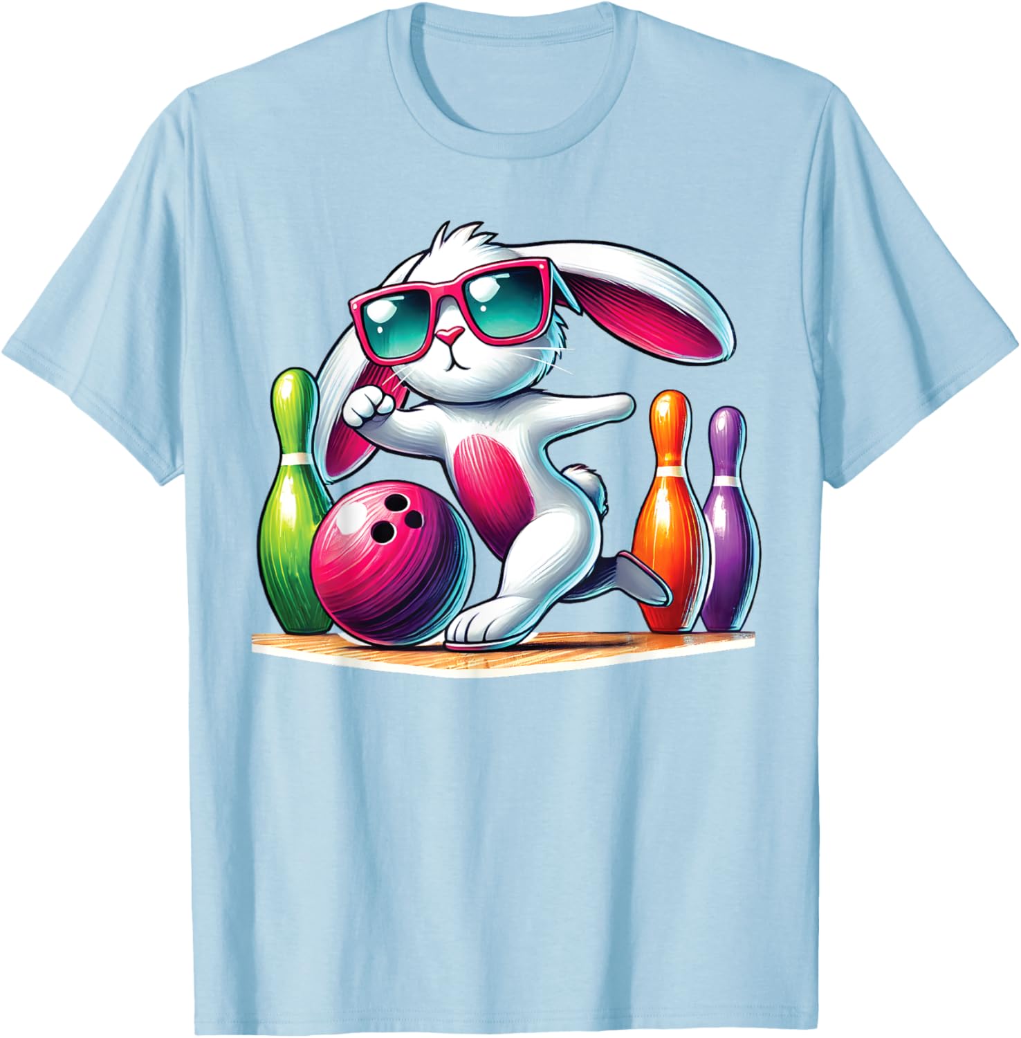 Bunny Ear Easter Bowling T-Shirt for Fun Egg Hunt Celebrations - 2