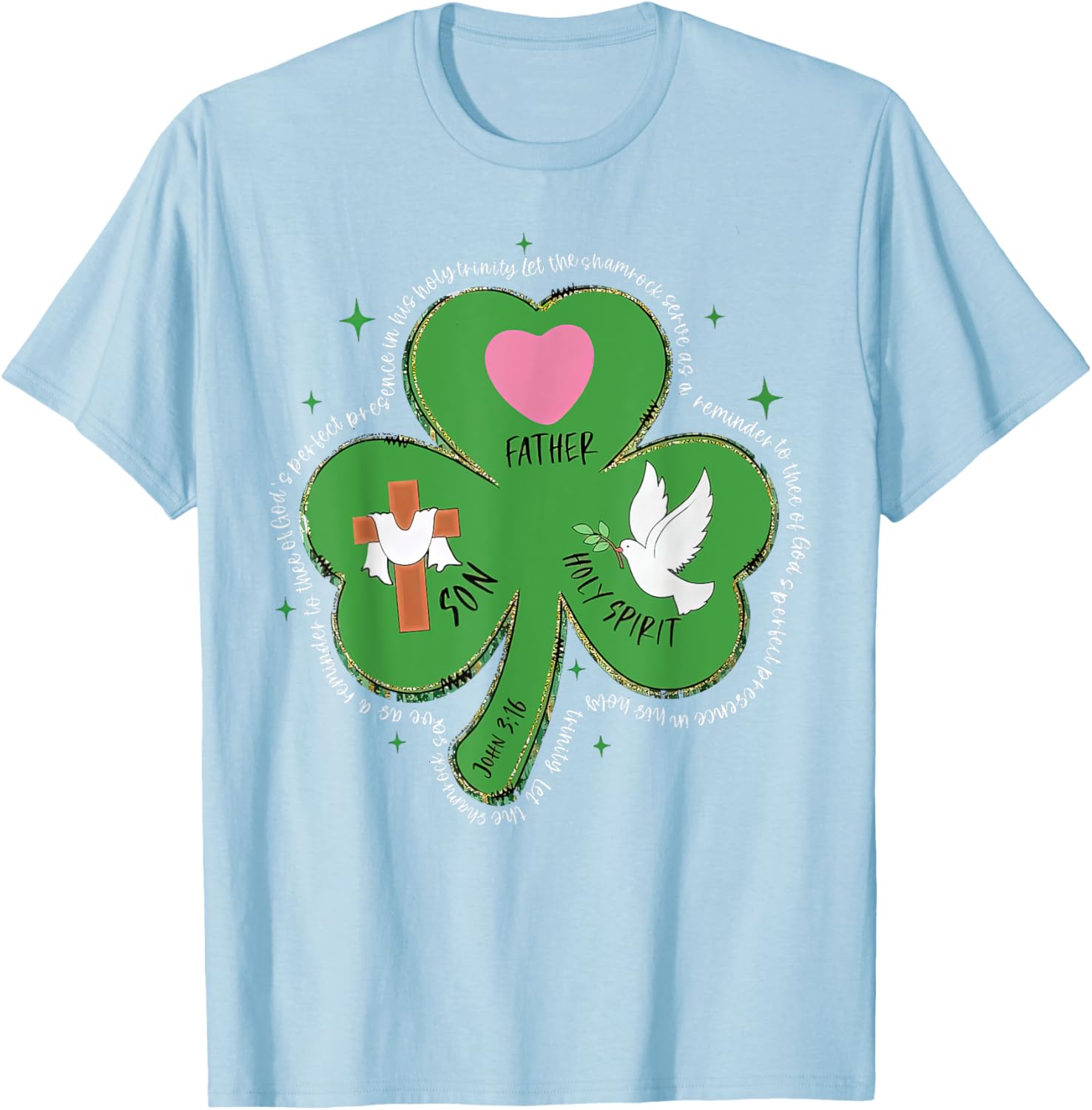 Shamrock Holy Trinity T-Shirt Father Son Holy Spirit Patrick Style - 7