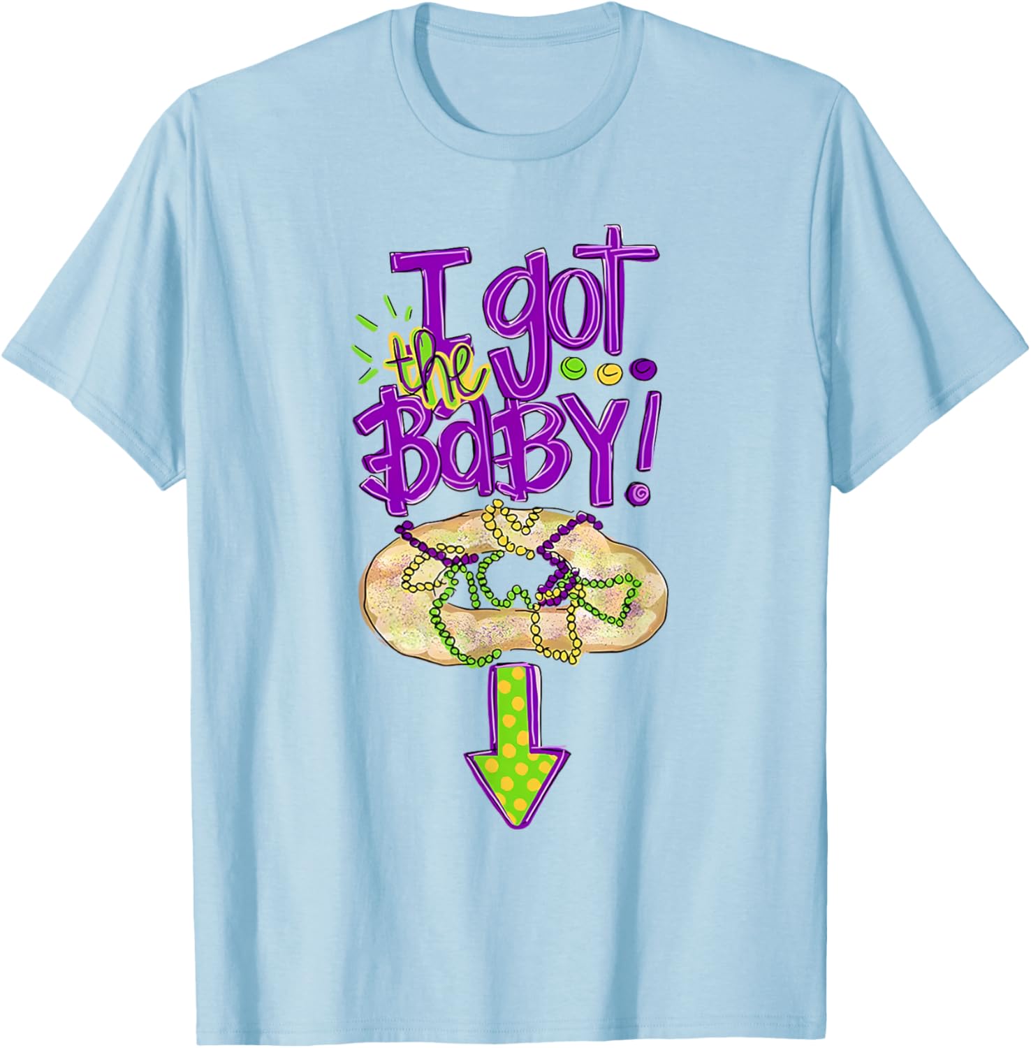 Baby Mardi Gras King Cake Reveal T-Shirt for New Orleans Celebrations - 29