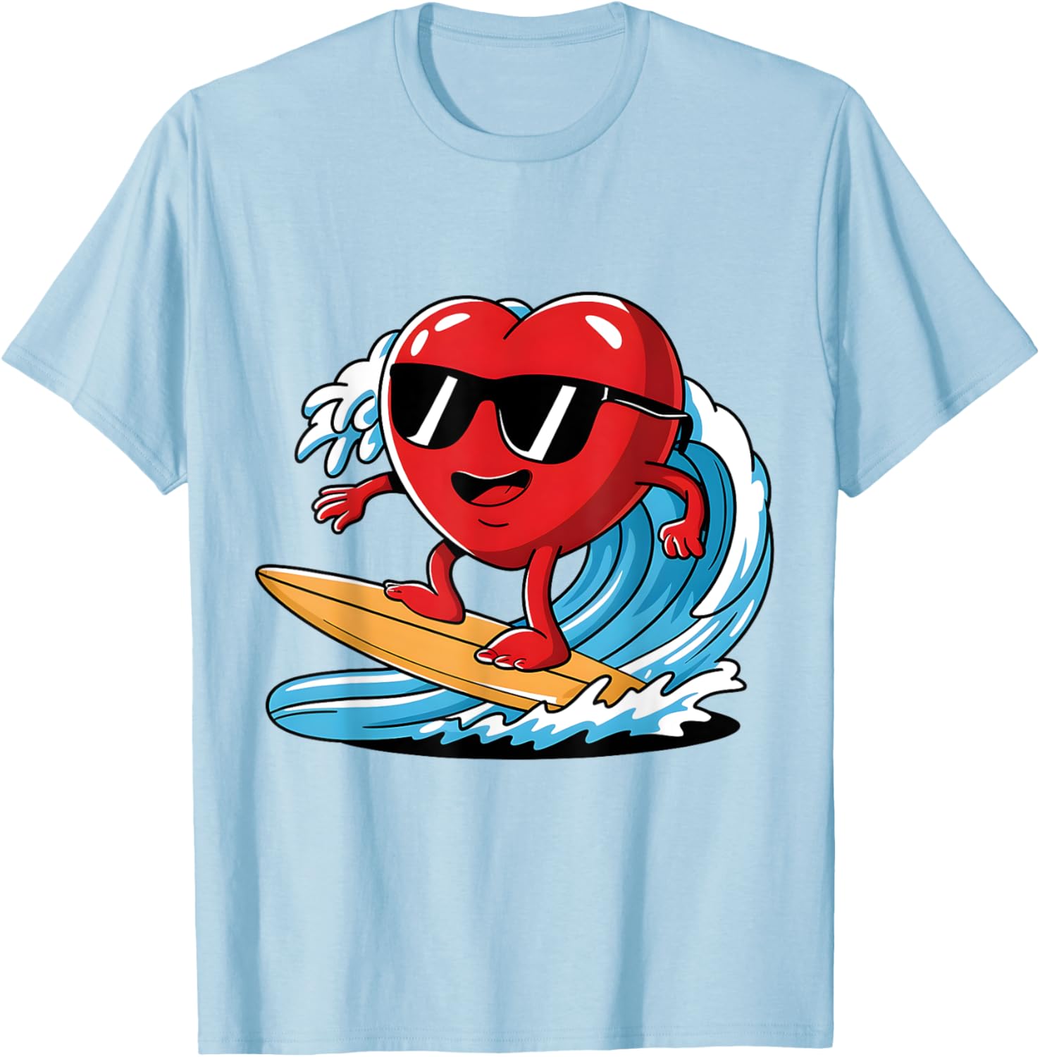 Surfing Heart Funny T-Shirt for Boys and Men - Perfect Valentine's Gift - 6