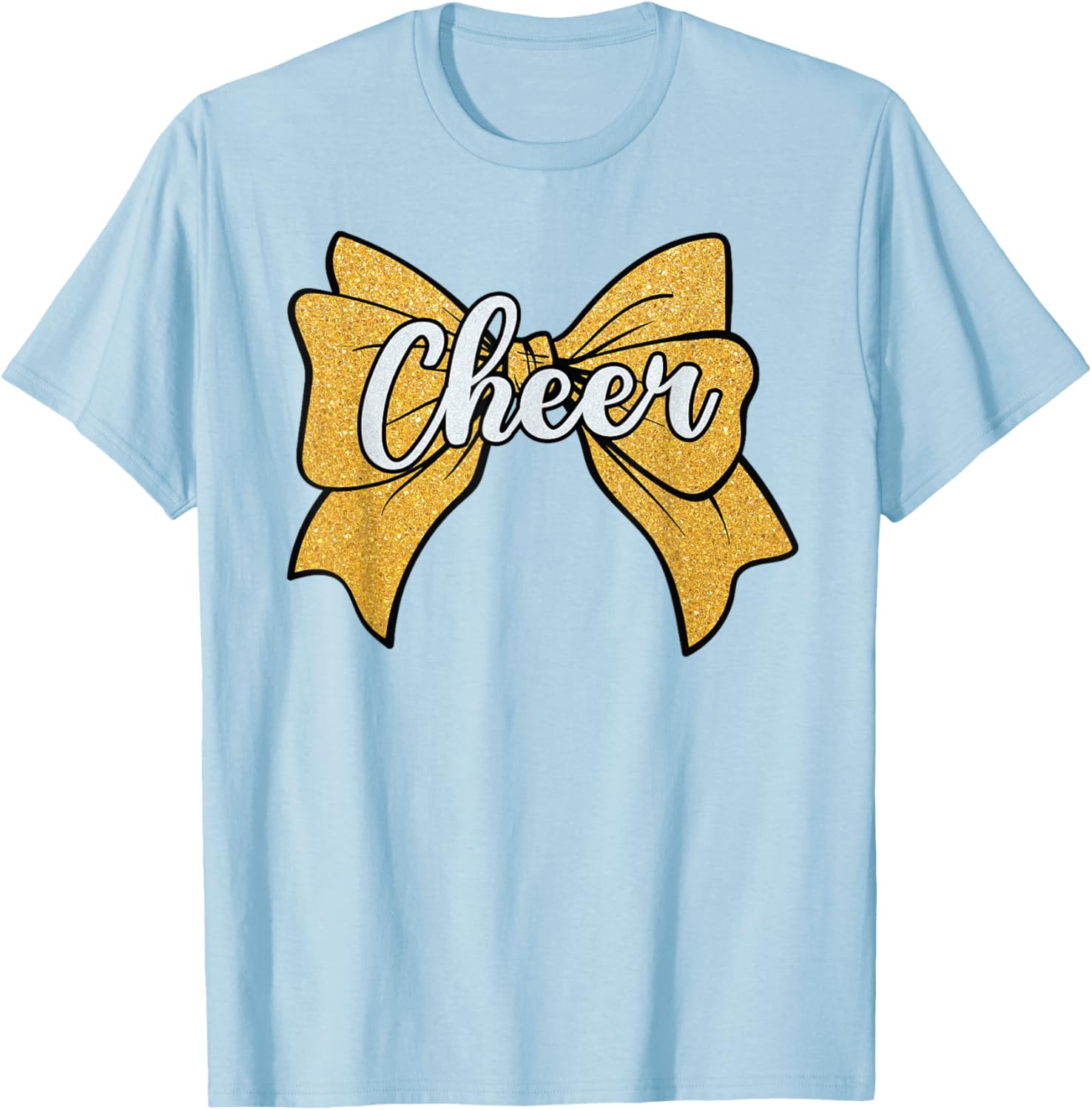 Coquette Yellow Cheerleader T-Shirt with Cheer Bow for Sport Fans - 5