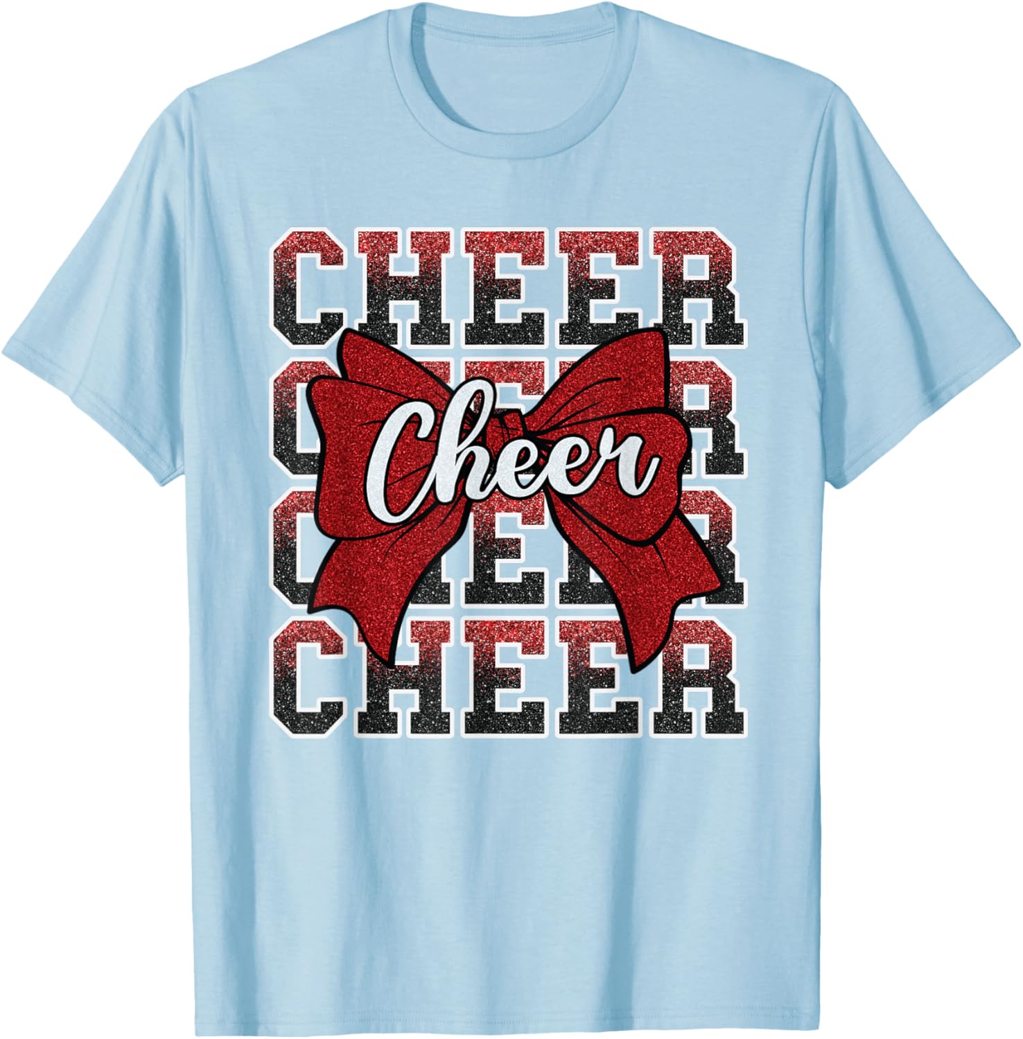 Coquette Cheer Bow Funny Sport Cheerleader Red T-Shirt for Cheer Fans - 5
