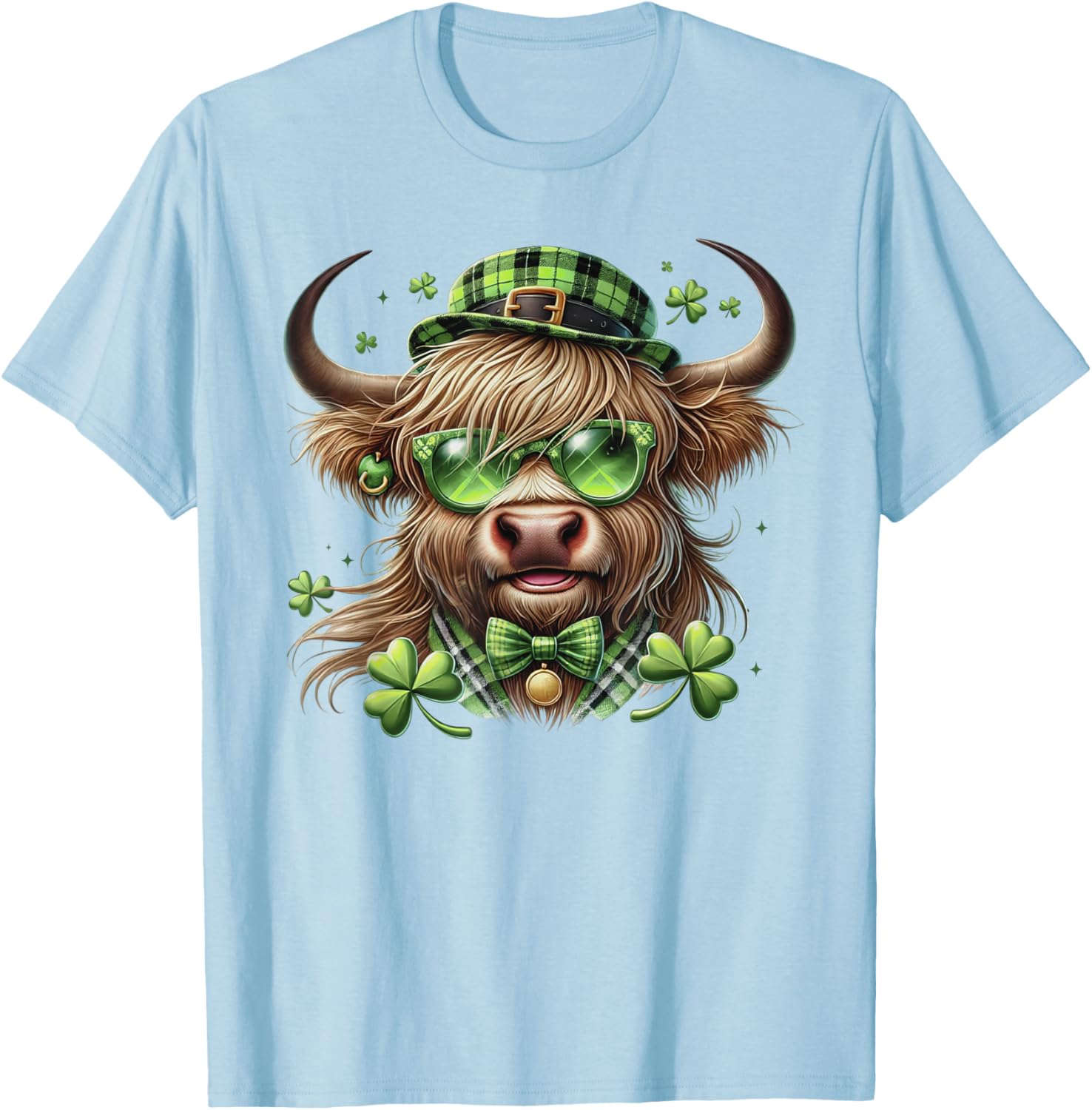 St Patrick's Day Highland Cow Shamrock Women's T-Shirt for Celebrations - 7