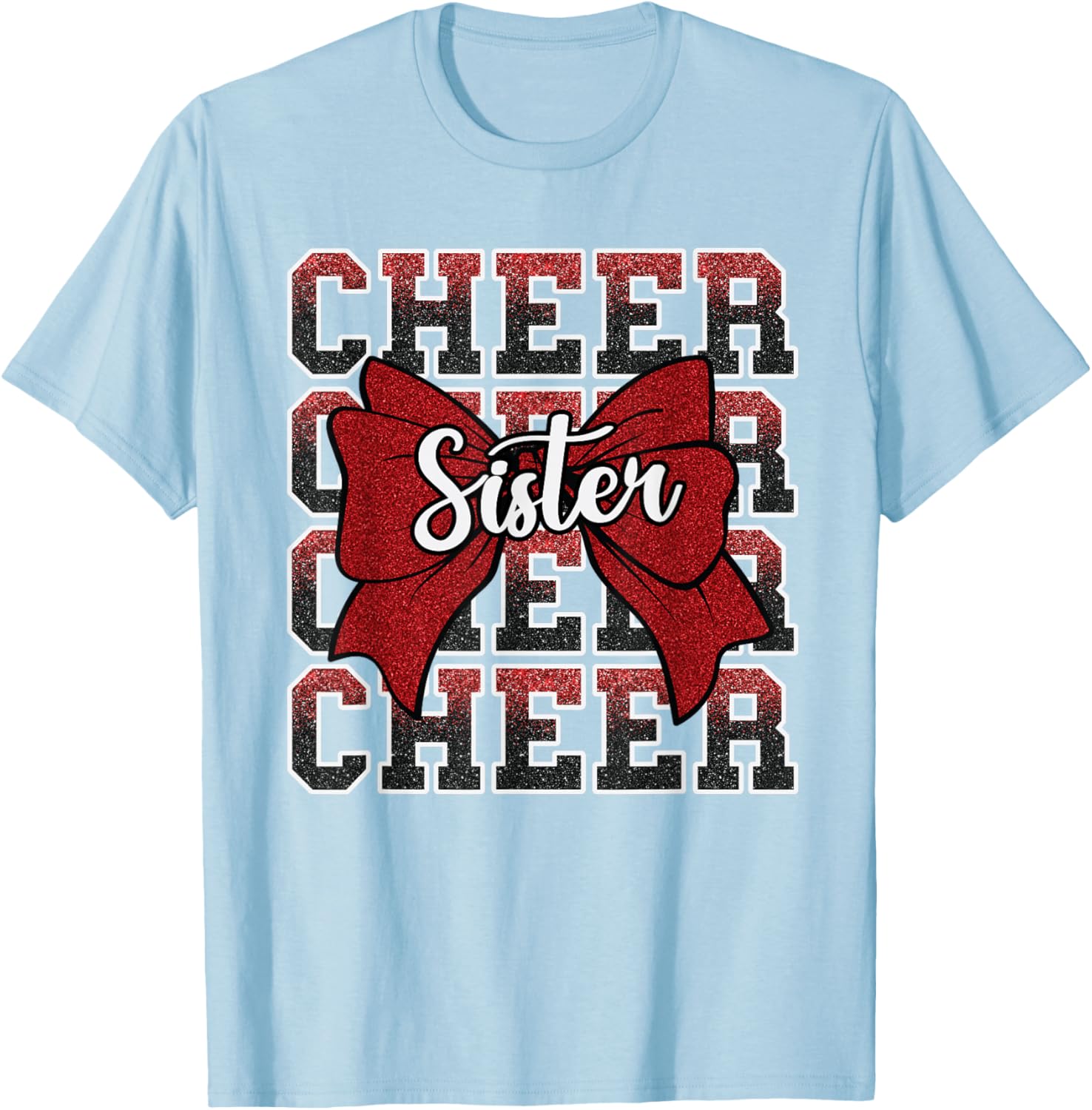 Coquette Cheer Sister Bow Red T-Shirt for Sport Cheerleaders - 16