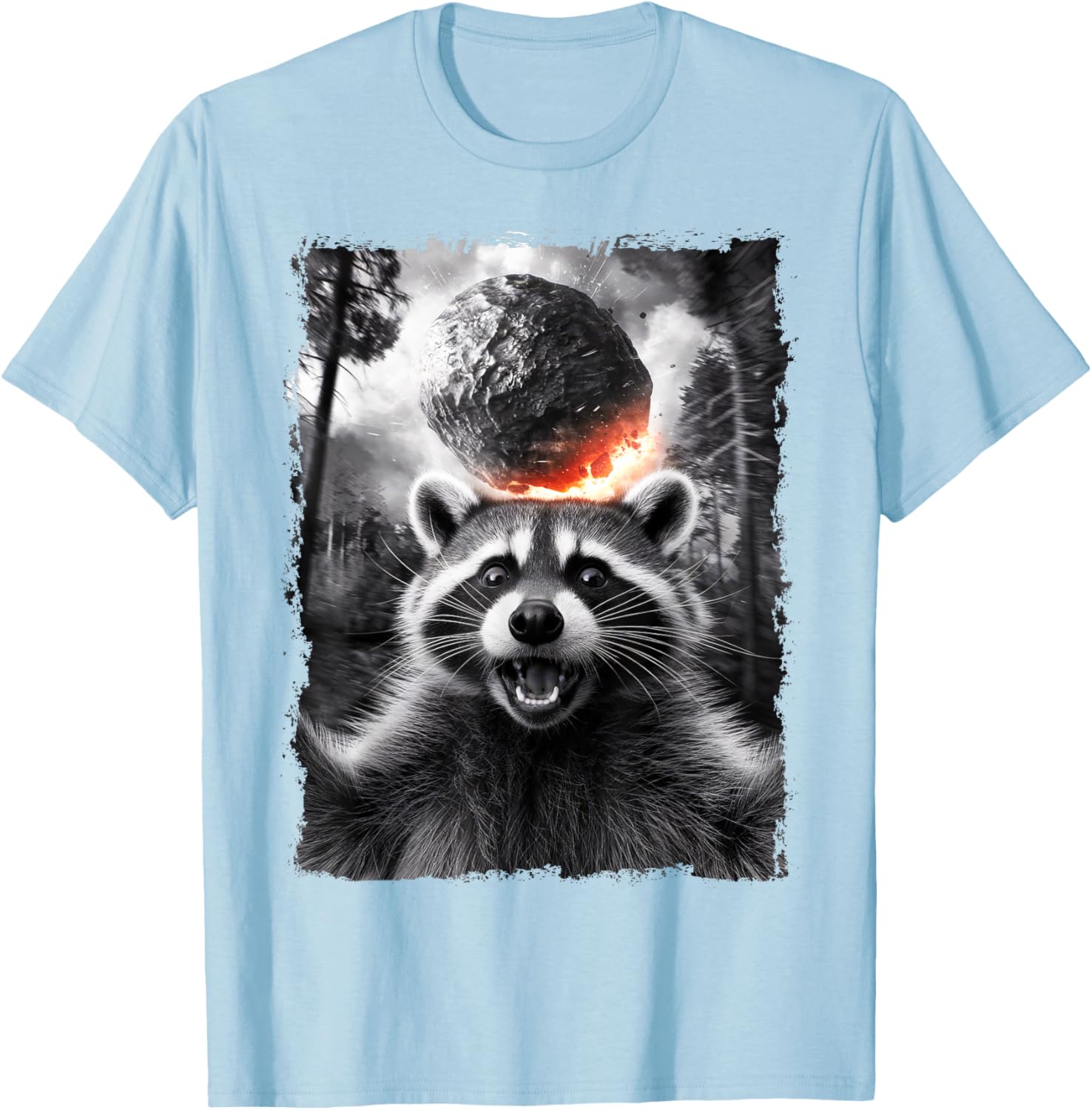 2024 Raccoon Asteroid Impact Selfie Photo T-Shirt for Fun Earth Lovers - 17