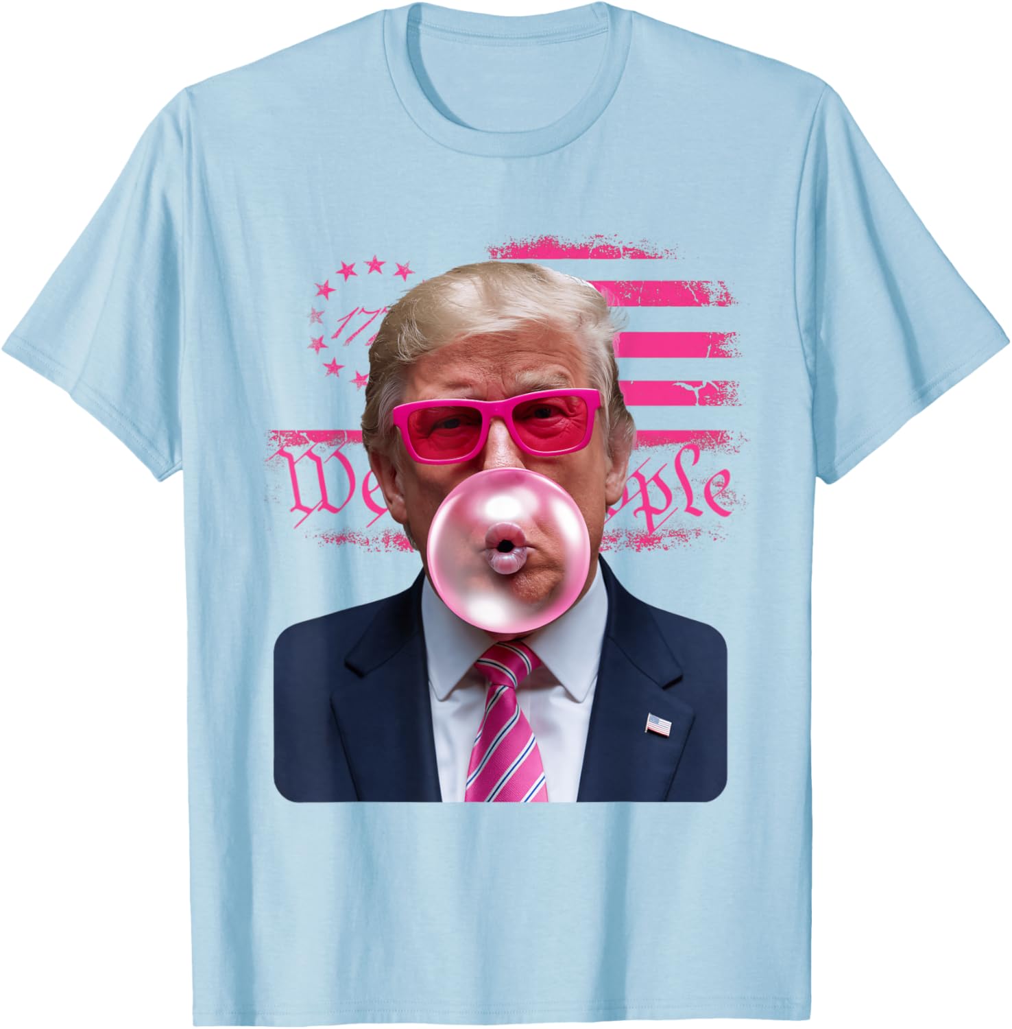 Trump Pink Glasses Bubble Gum 4th of July American Flag T-Shirt - 11