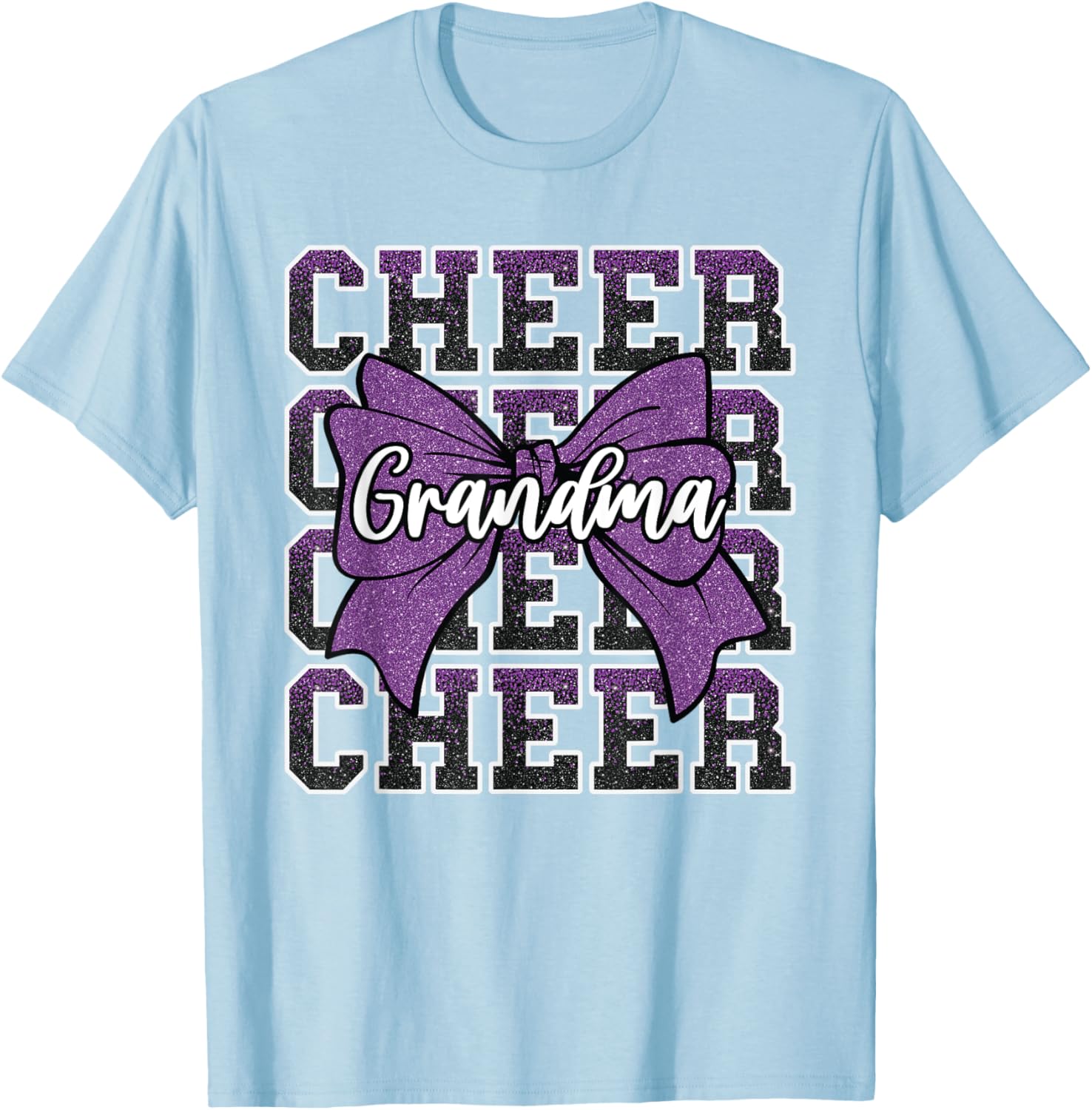 Cheer Grandma Bow Sport Purple T-Shirt for Cheerleaders and Fans - 15