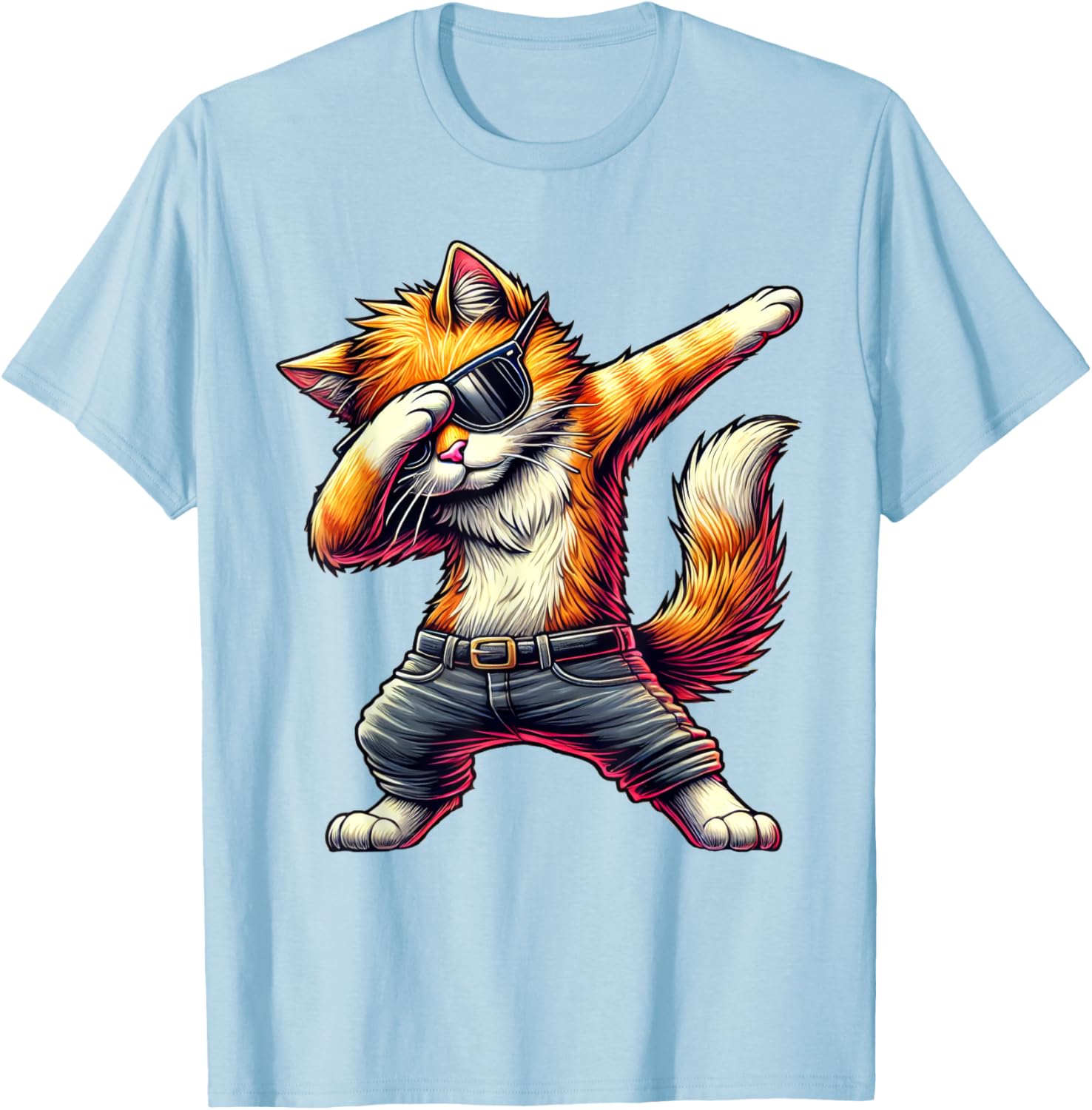 Cool Cat Dabbing in Sunglasses T-Shirt for Cat Lovers and Fashion Fans - 2