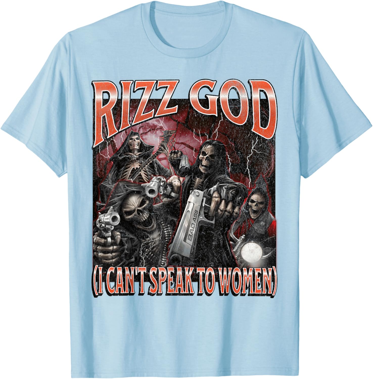 Funny Rizz God Skeleton Meme Tee for Men Who Can't Talk to Women - 9