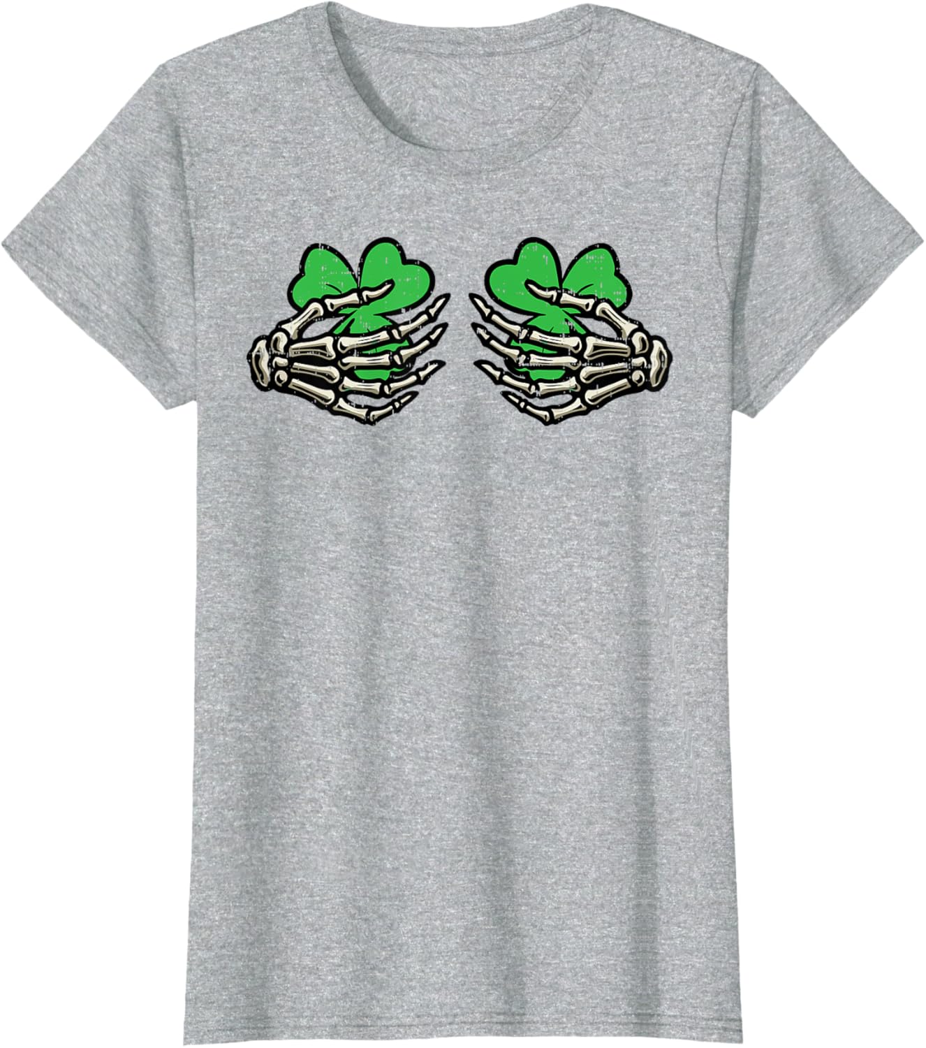 St Patricks Day Skeleton Hand Clover T-Shirt for Women - Fun Saint Patty's Style - 10