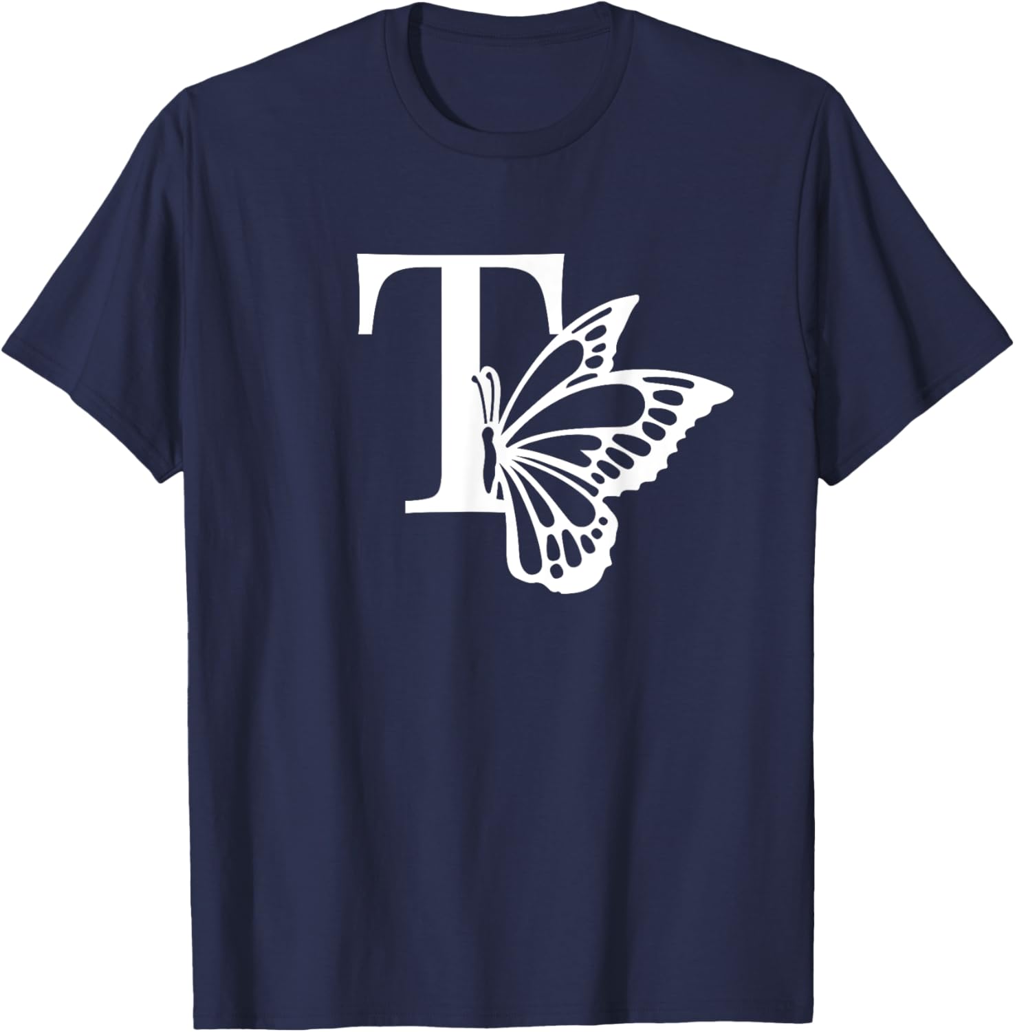 Butterfly Monogram Initial T T-Shirt Stylish Alphabet Tee for Women - 15