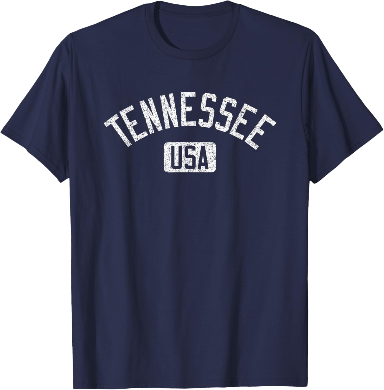 Tennessee Arched Text Distressed White Print T-Shirt for Casual Style - 24