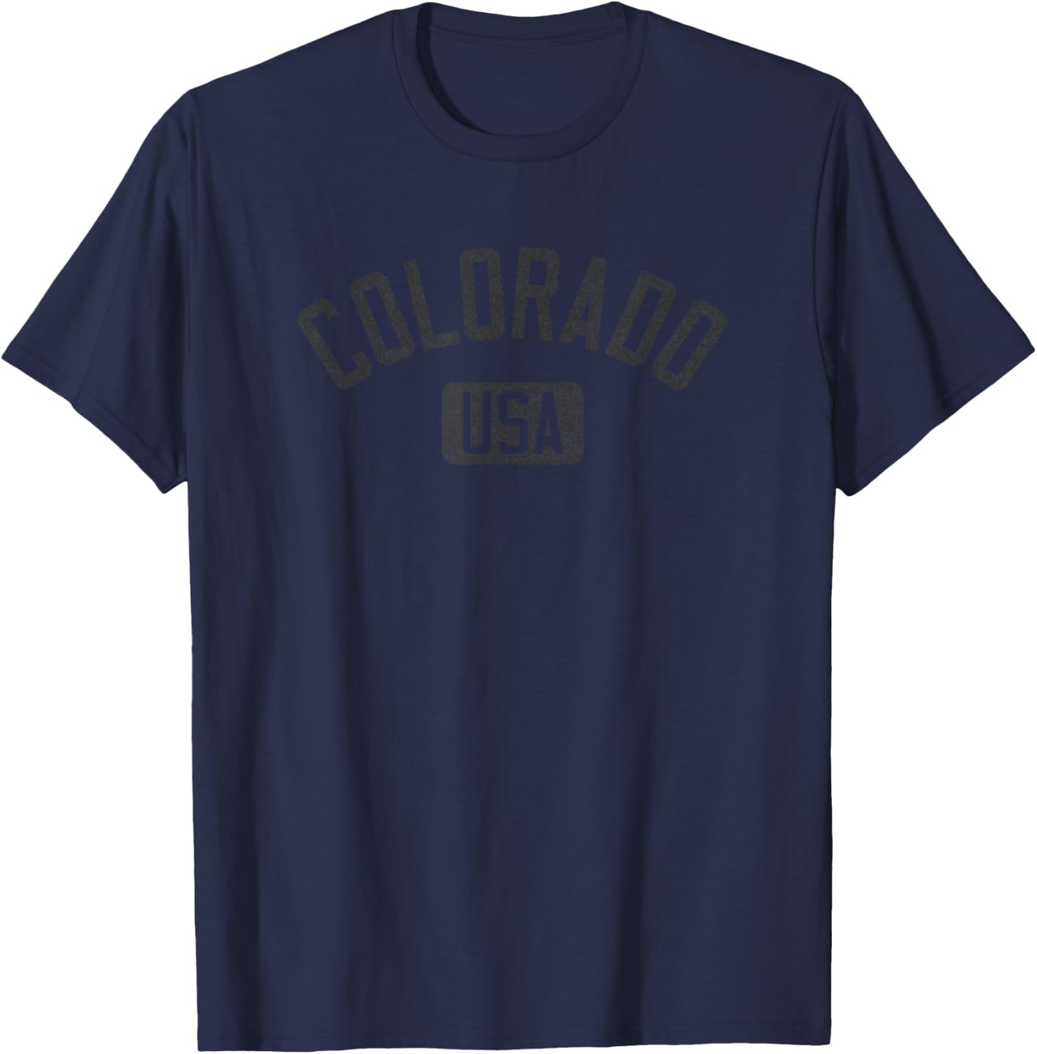 Colorado USA Arched Distressed Black Print T-Shirt for Casual Style - 22