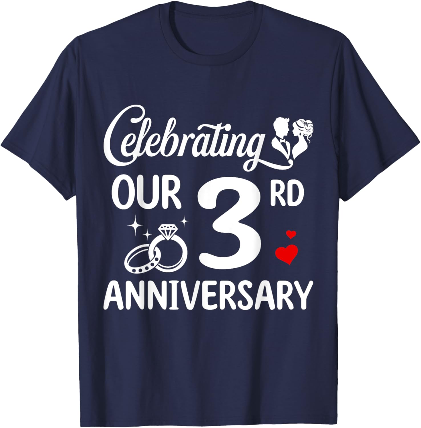 3rd Wedding Anniversary T-Shirt for Couples Celebrating 3 Years of Love - 11