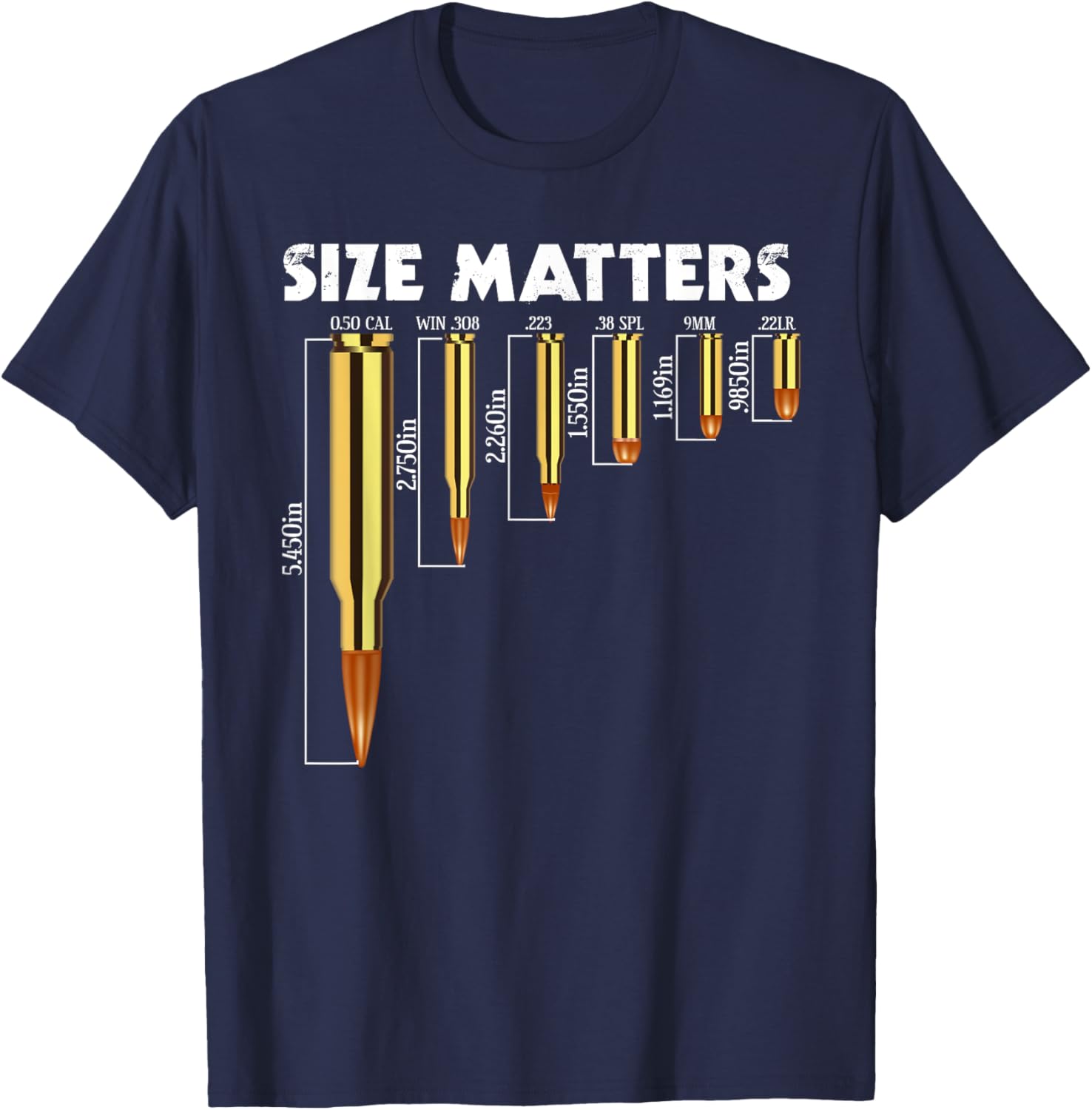 Size Matters T-Shirt for Bullet Lovers, Perfect Caliber Graphic Tee - 25