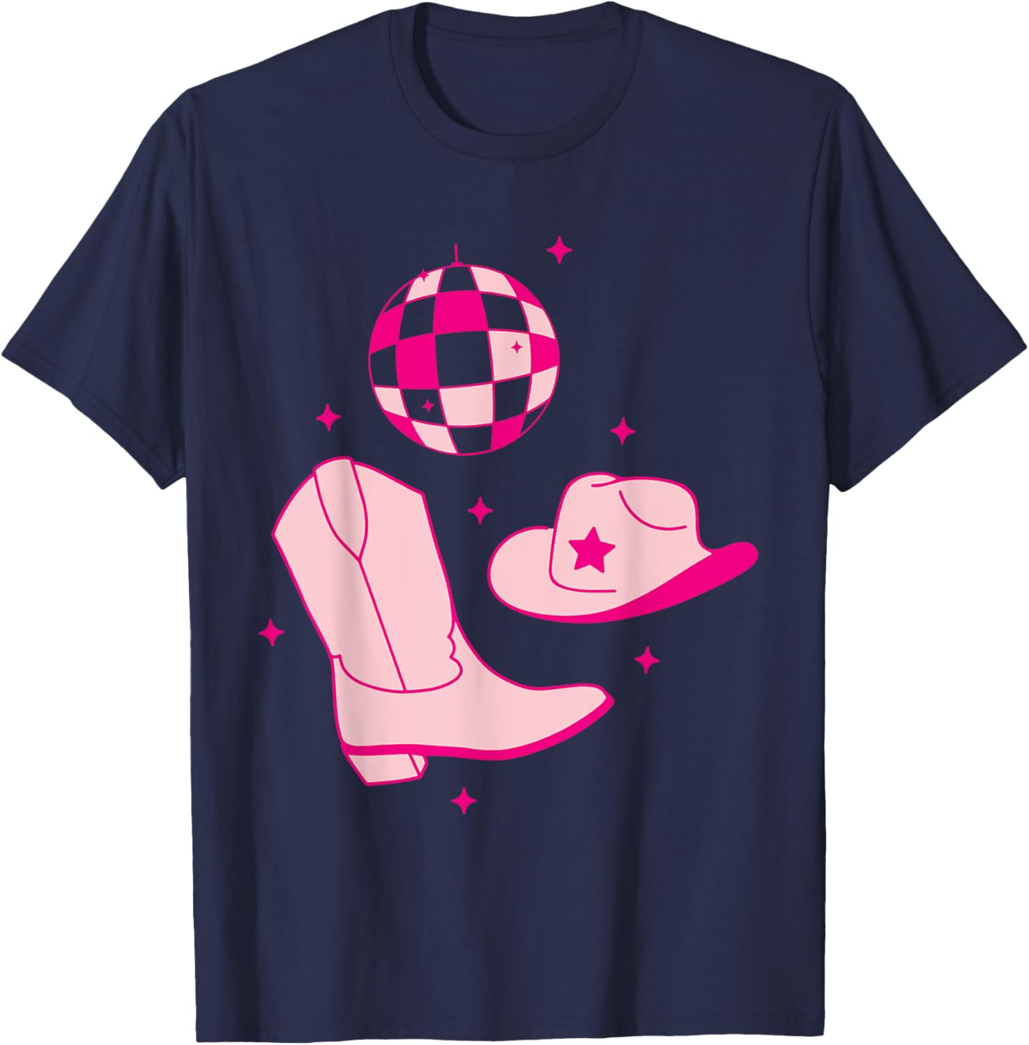 Cute Cowgirl Coquette Pink T-Shirt for Women and Girls - Rodeo Style - 2