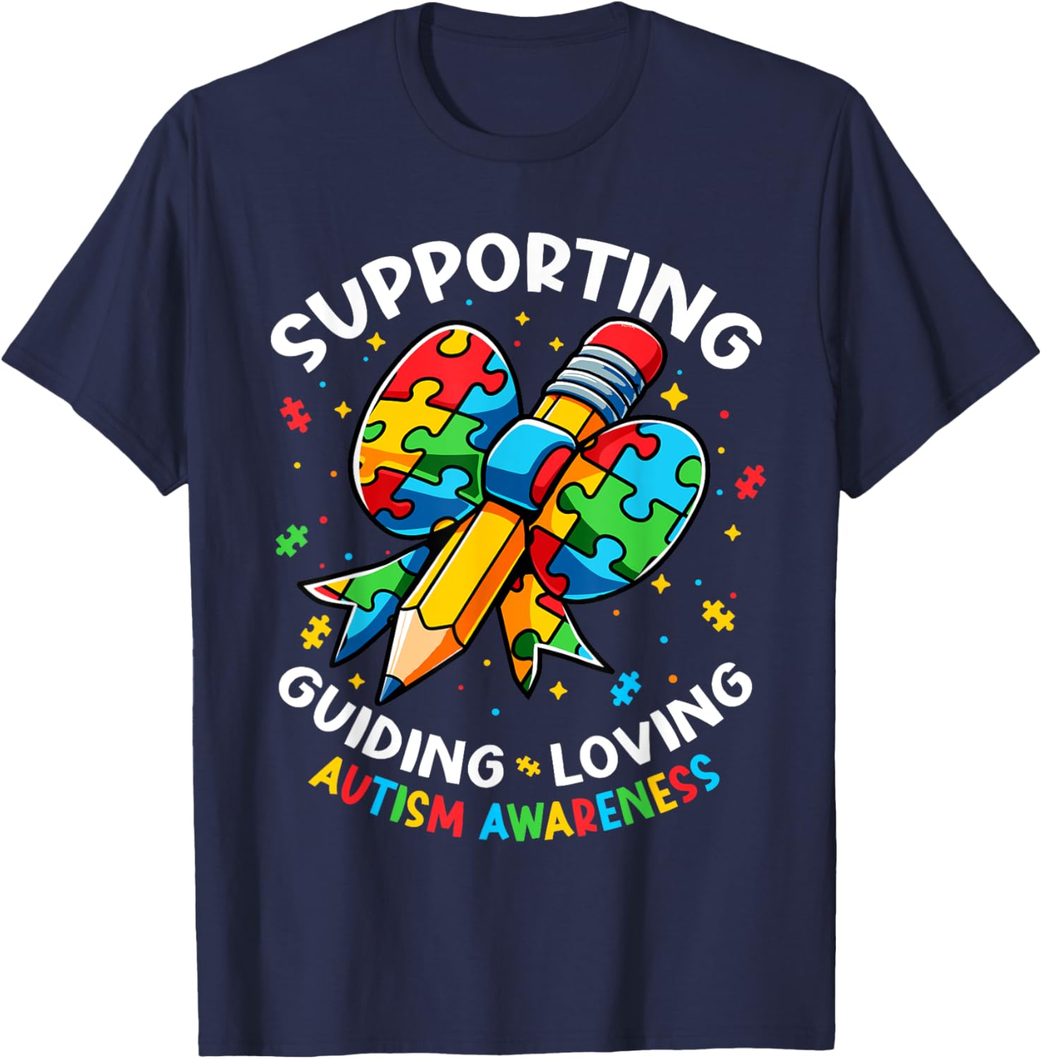 Autism Awareness Teacher Support Guide Love Design T-Shirt for Educators - 3