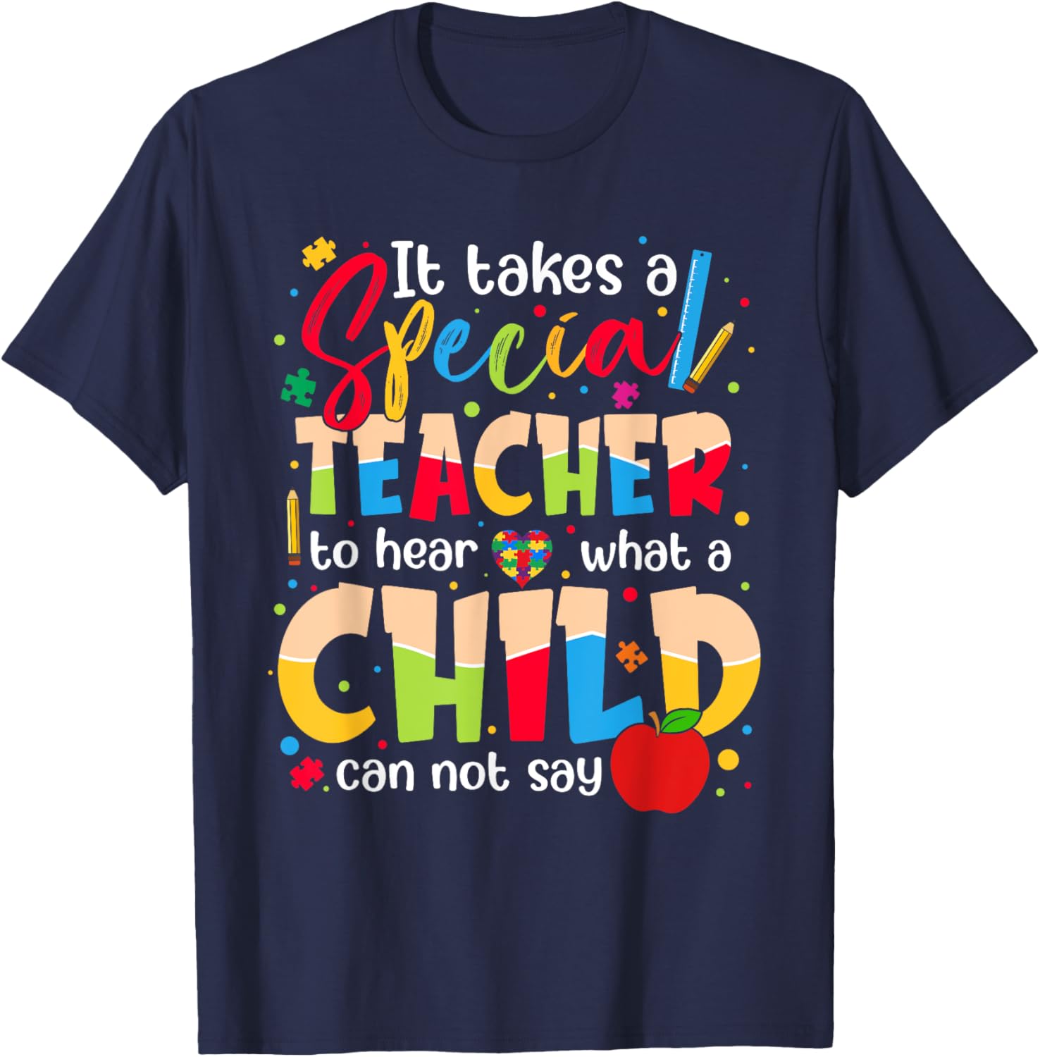 Autism Awareness T-Shirt for Kids It Takes A Special Teacher Design - 3