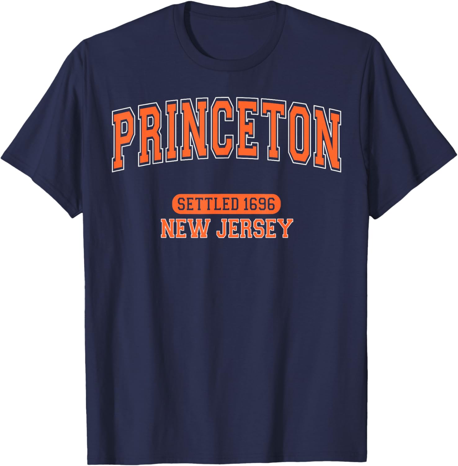 Vintage Arched Orange T-Shirt Celebrating Princeton New Jersey 1696 - 8
