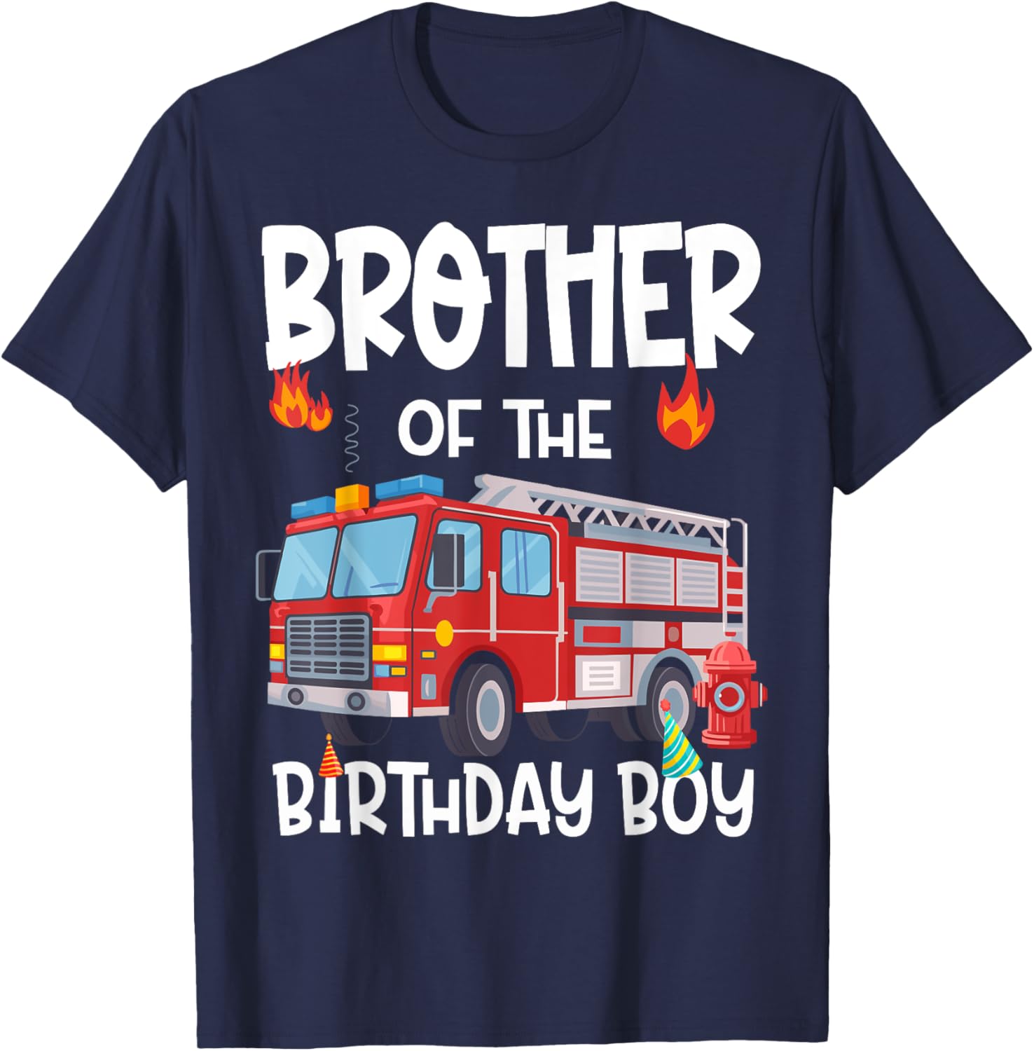 Brother of the Birthday Boy Fire Truck T-Shirt for Fun Celebrations - 4