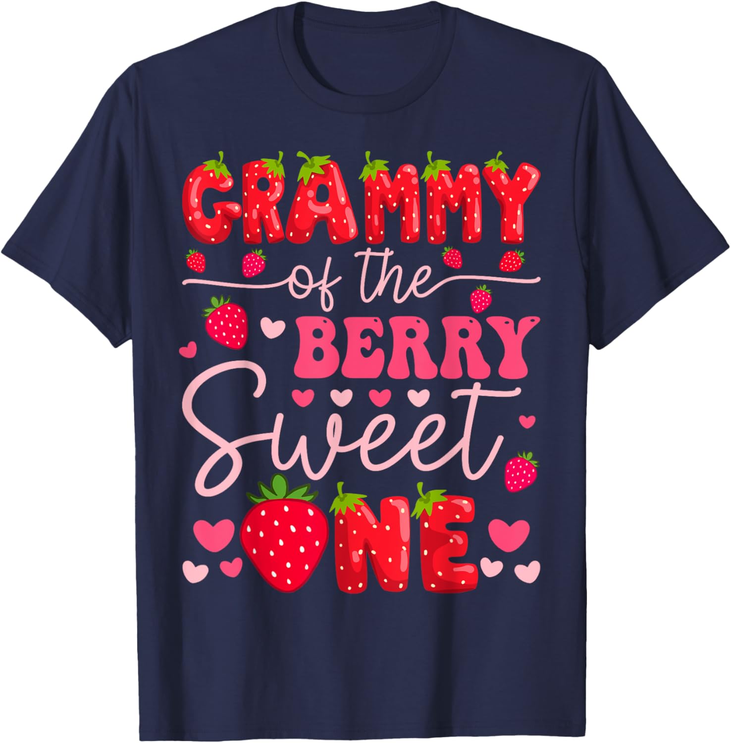 Adorable Strawberry Themed 1st Birthday Girl T-Shirt for Grammy's Sweet One - 1