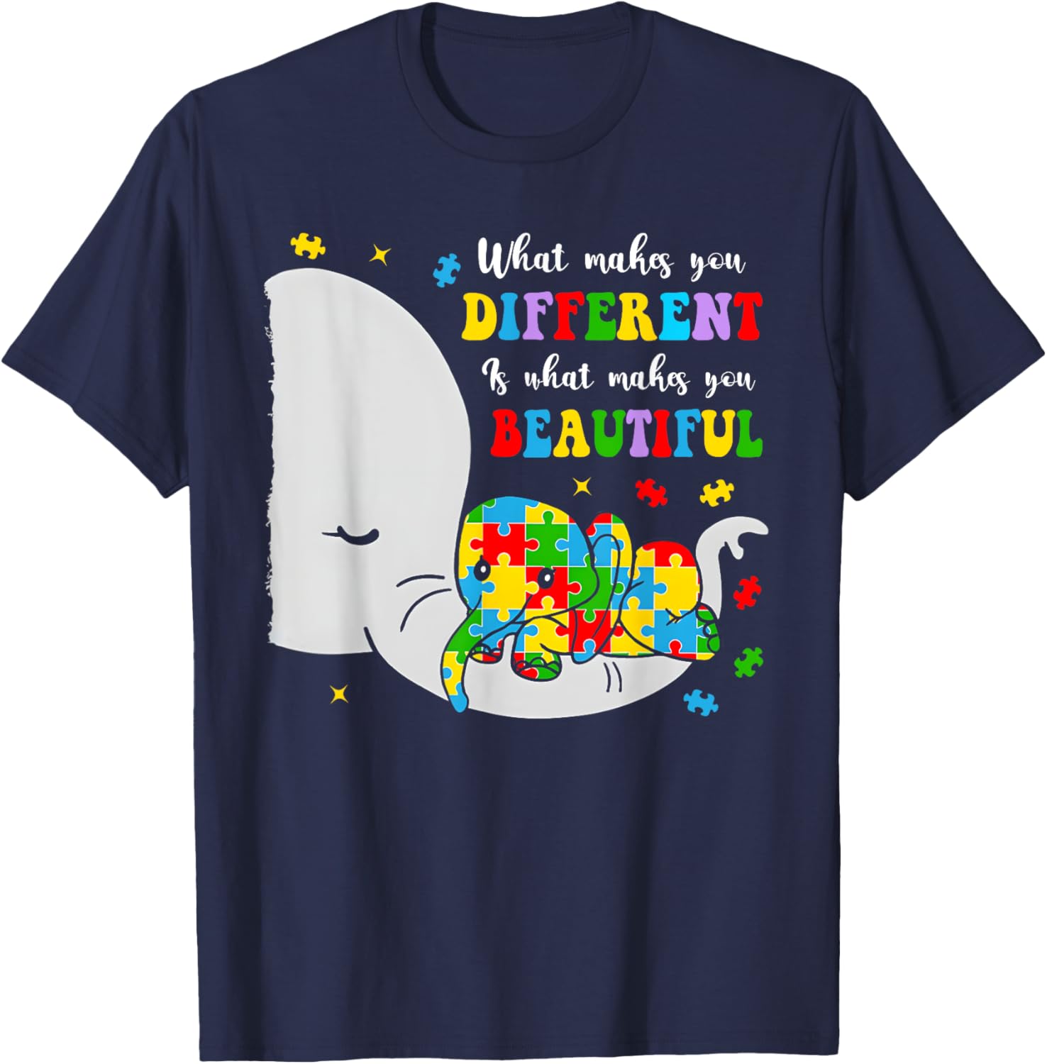 Unique Elephant Autism Awareness T-Shirt - Embrace Differences with Style - 7