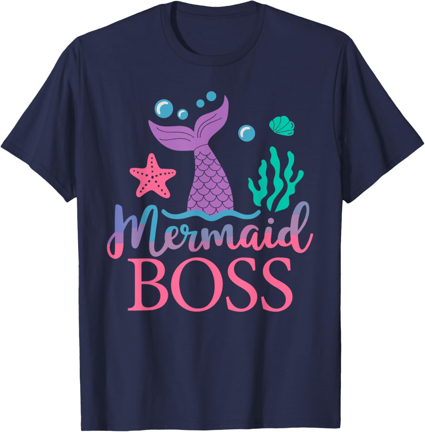 Boss of The Birthday Mermaid Family Matching T-Shirt for Party Fun - 11