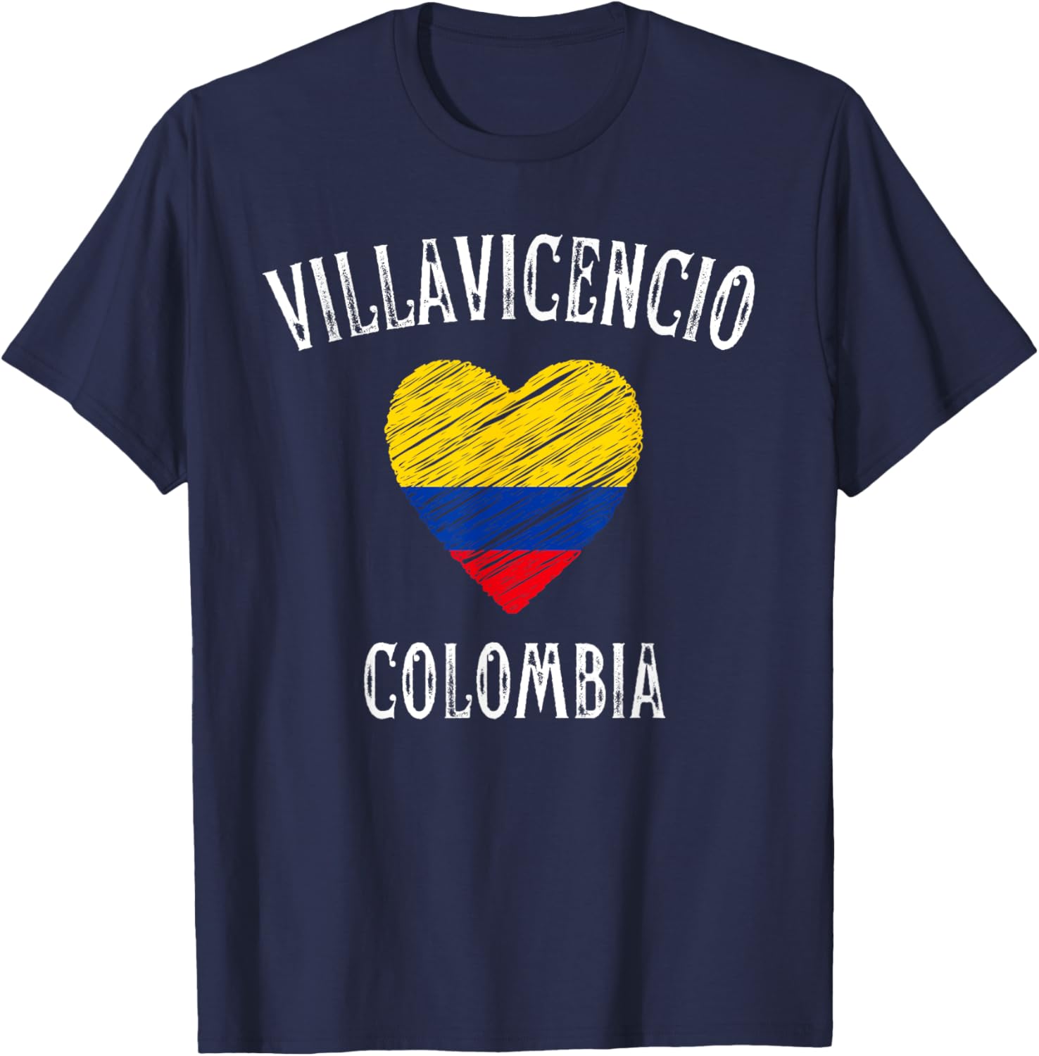 Colombia Flag Heart Villavicencio City T-Shirt for Proud Locals - 2