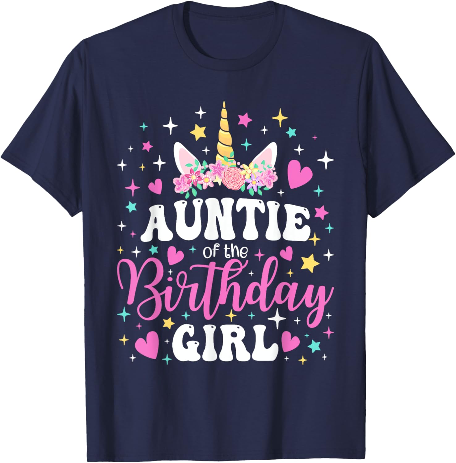 Unicorn Auntie Birthday Matching T-Shirt for Family Celebration Fun - 22