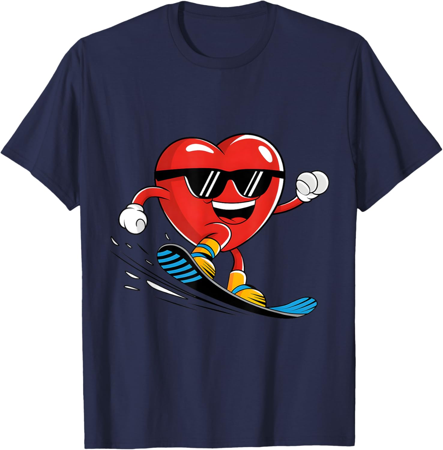 Snowboard Heart Valentine's Day T-Shirt for Boys and Girls Fun Gift - 6