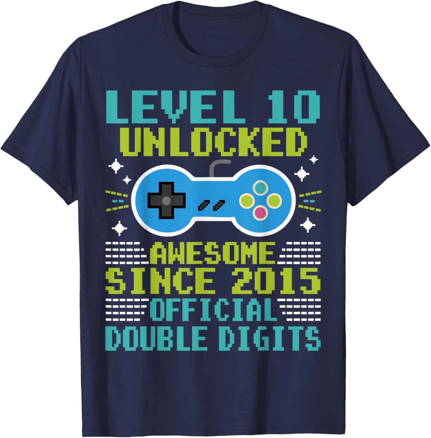 Cool 10th Birthday Boys T-Shirt Level 10 Unlocked Awesome Since 2015 - 12