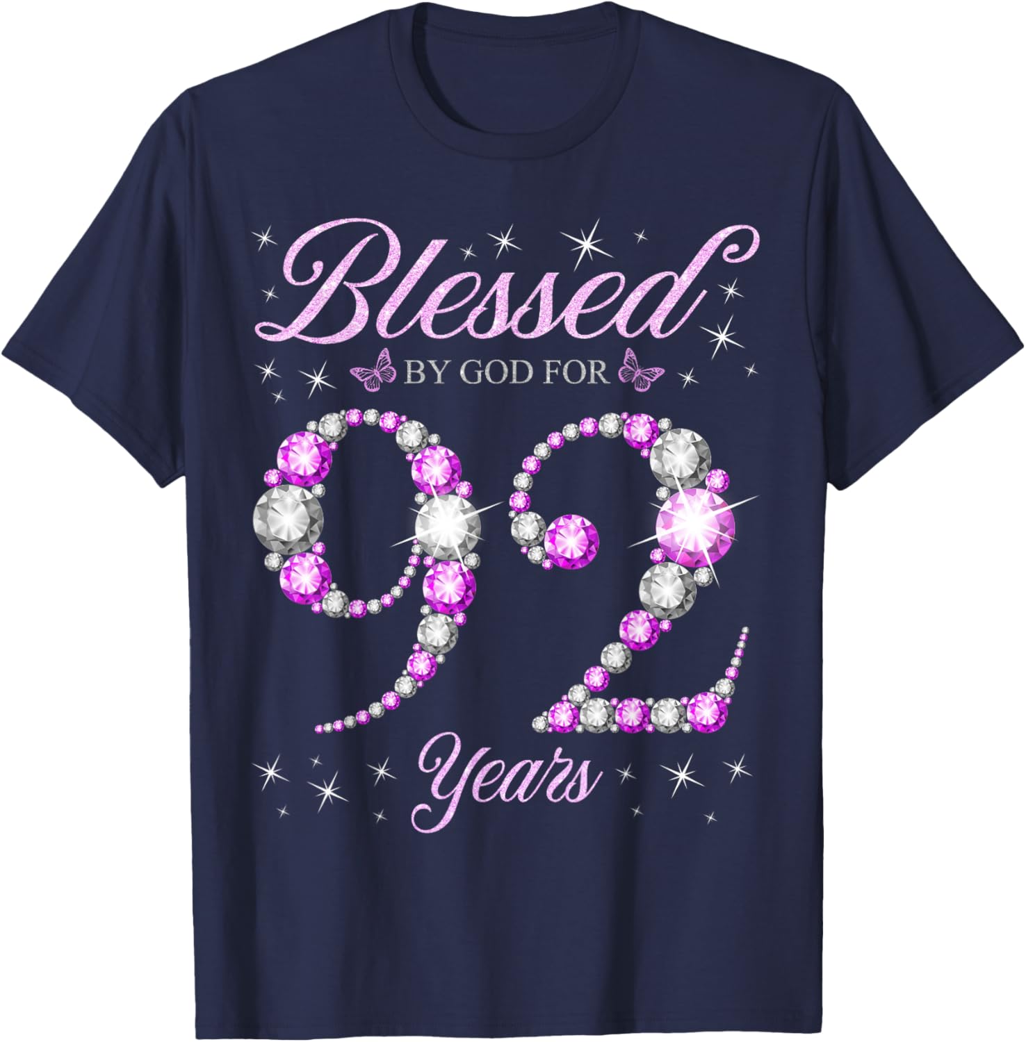 Blessed By God 92 Years Old Birthday Party T-Shirt for 92nd Celebration - 14