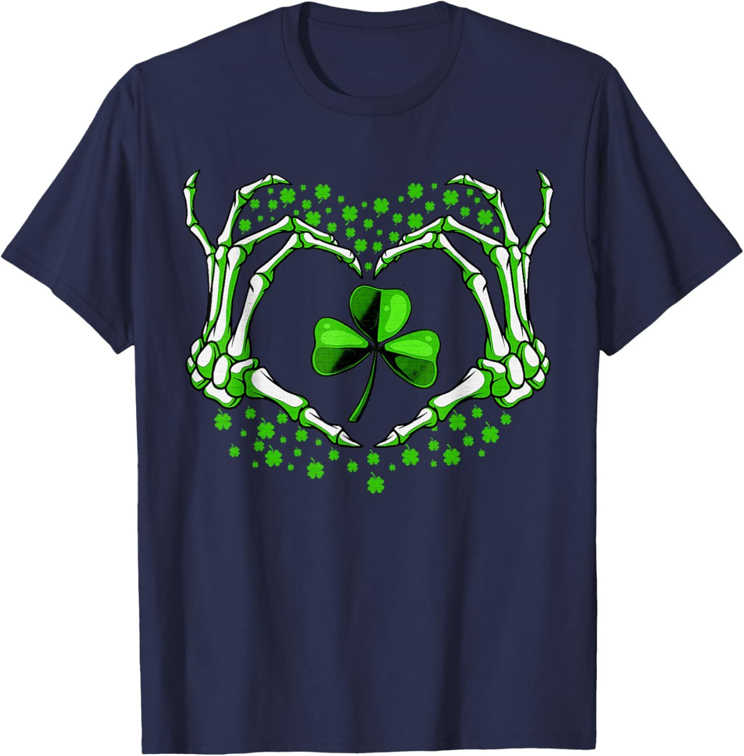 Skeleton Hand Heart Shamrock St Patricks Day T-Shirt for Festive Fun - 13