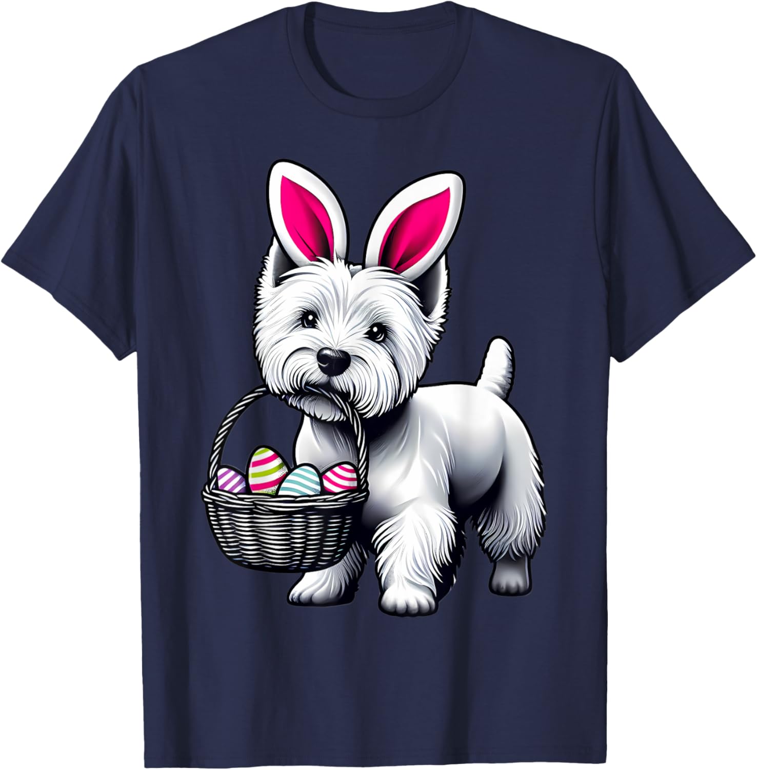 Adorable Bunny Ear West Highland Terrier Easter Eggs T-Shirt for Dogs - 14