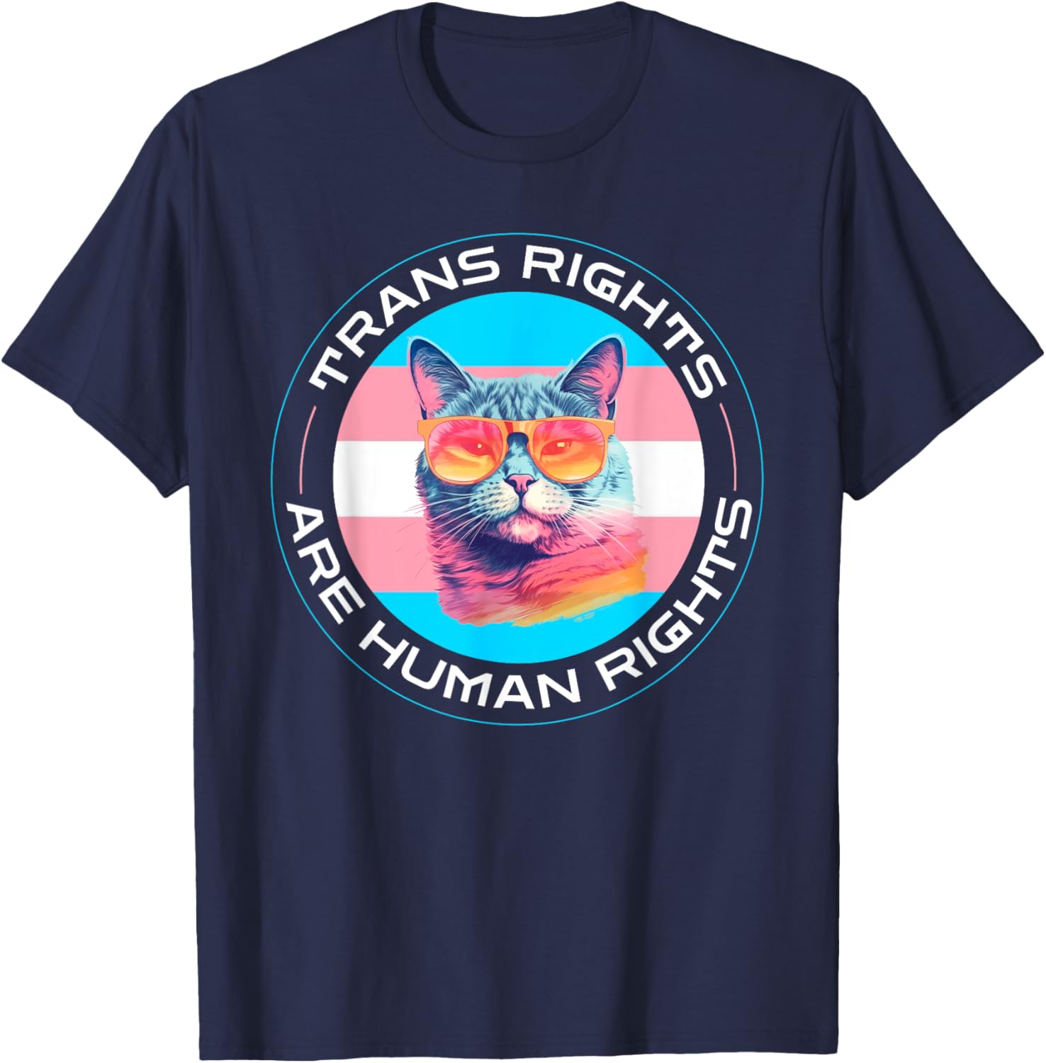 Trans Rights are Human Rights Pride Cat T-Shirt for LGBTQ Supporters - 11