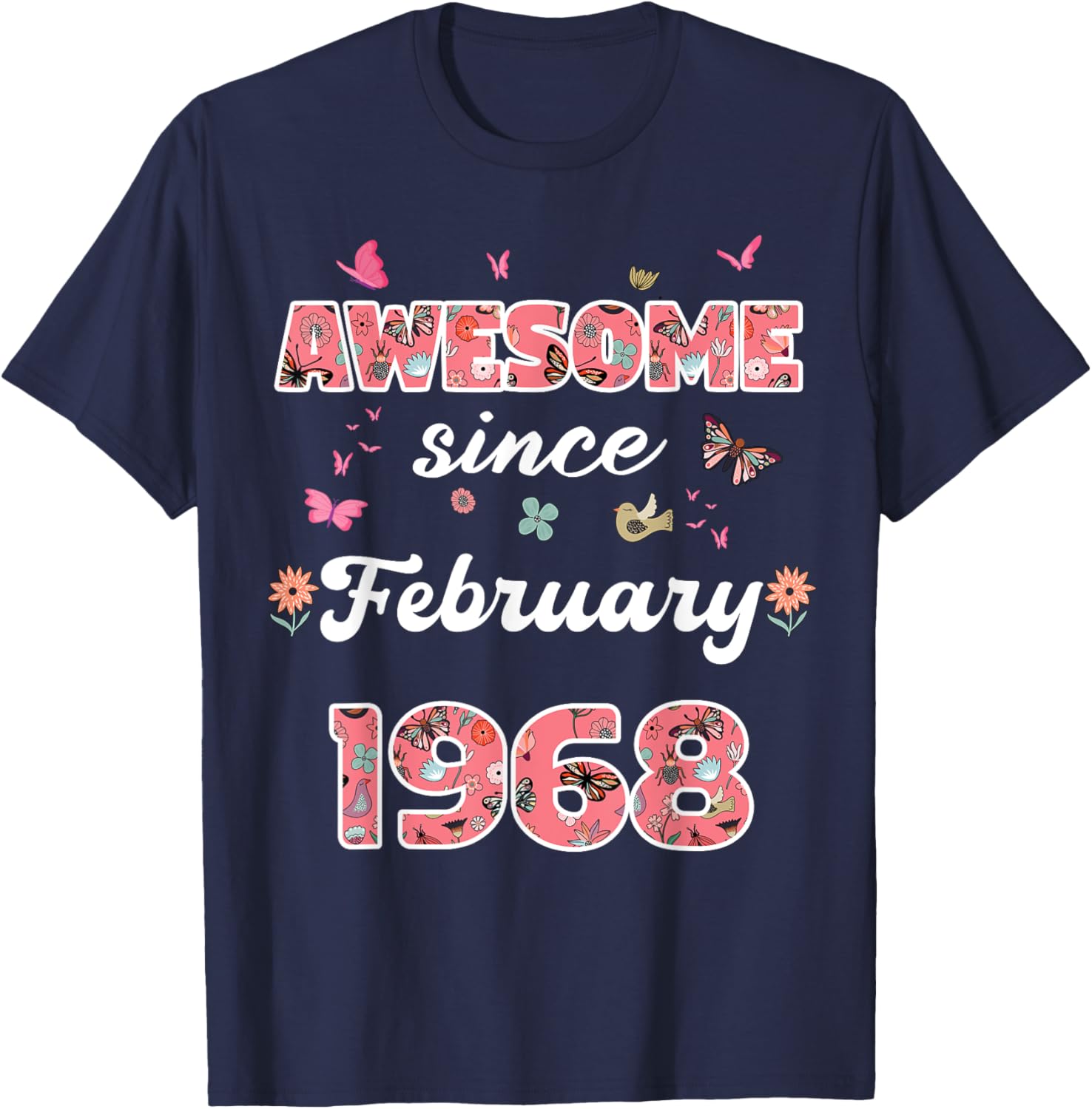 Vintage February 1968 Flowers Birthday T-Shirt for a Special Celebration - 9