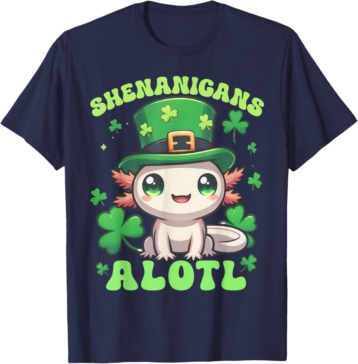 Axolotl St. Patrick's Day Fun T-Shirt for Kids and Adults - 11