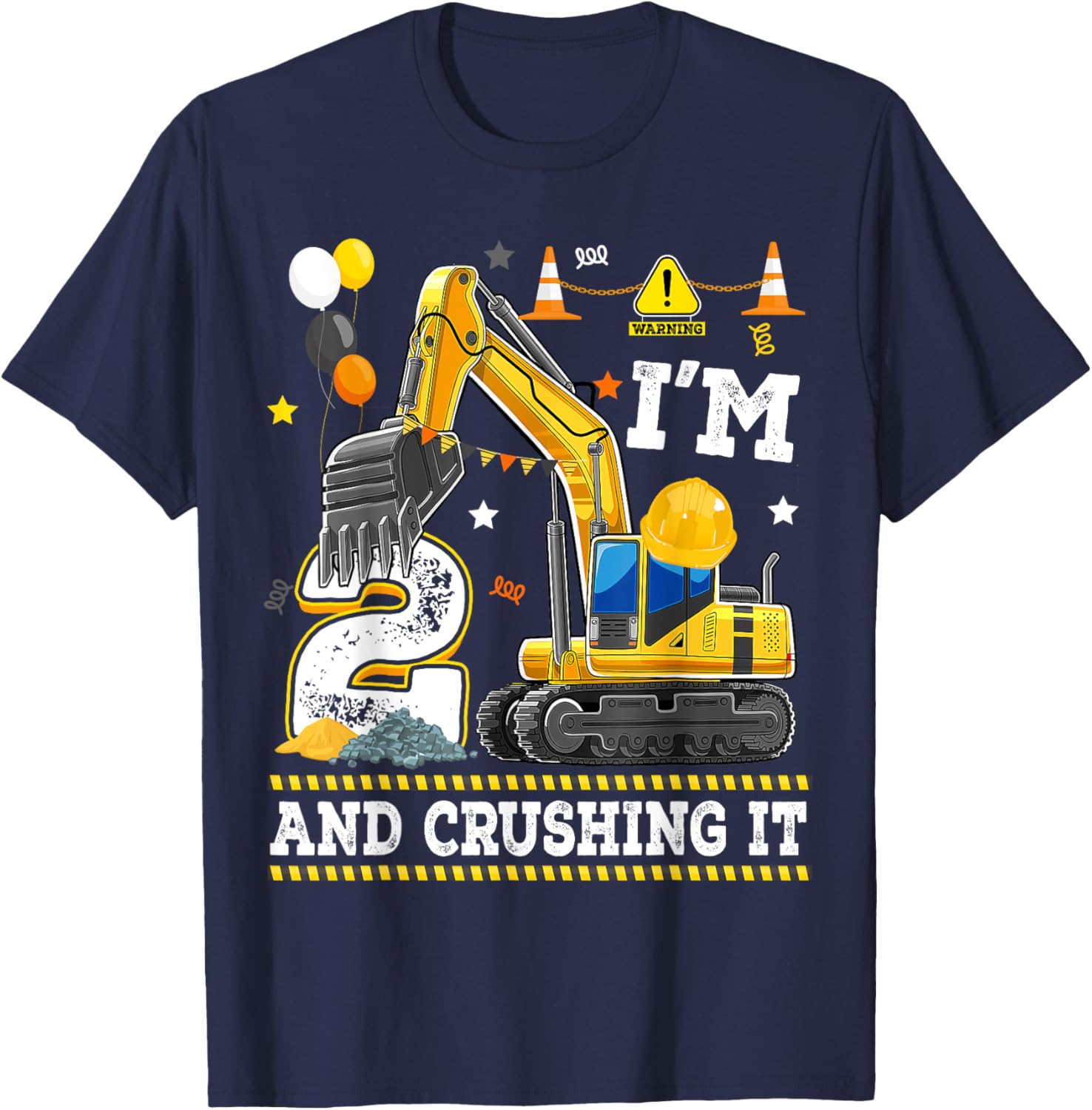 Adorable 2nd Birthday Excavator Digger Builder T-Shirt for Kids - 22